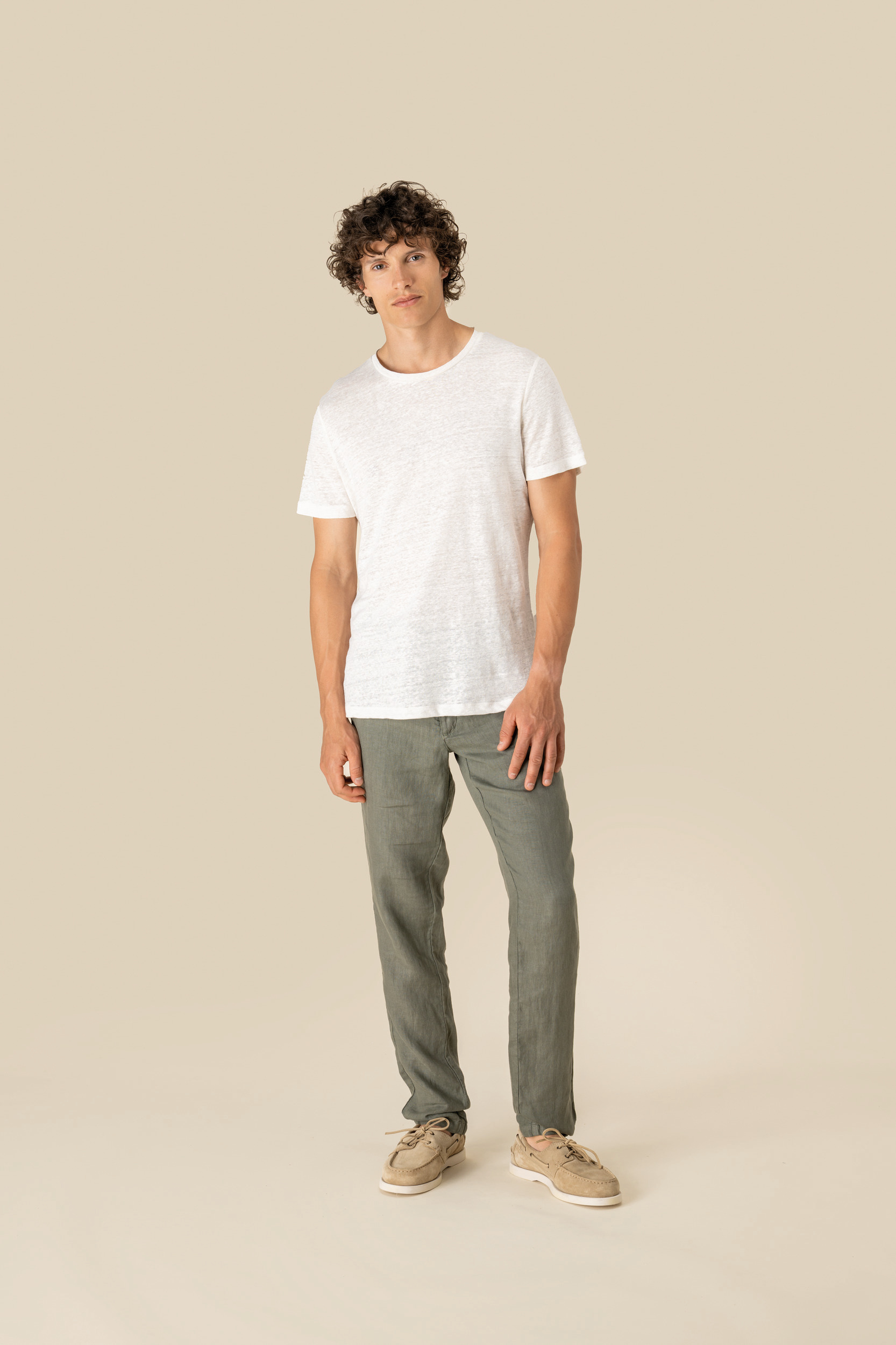 Linnen heren-t-shirt ronde hals kraag