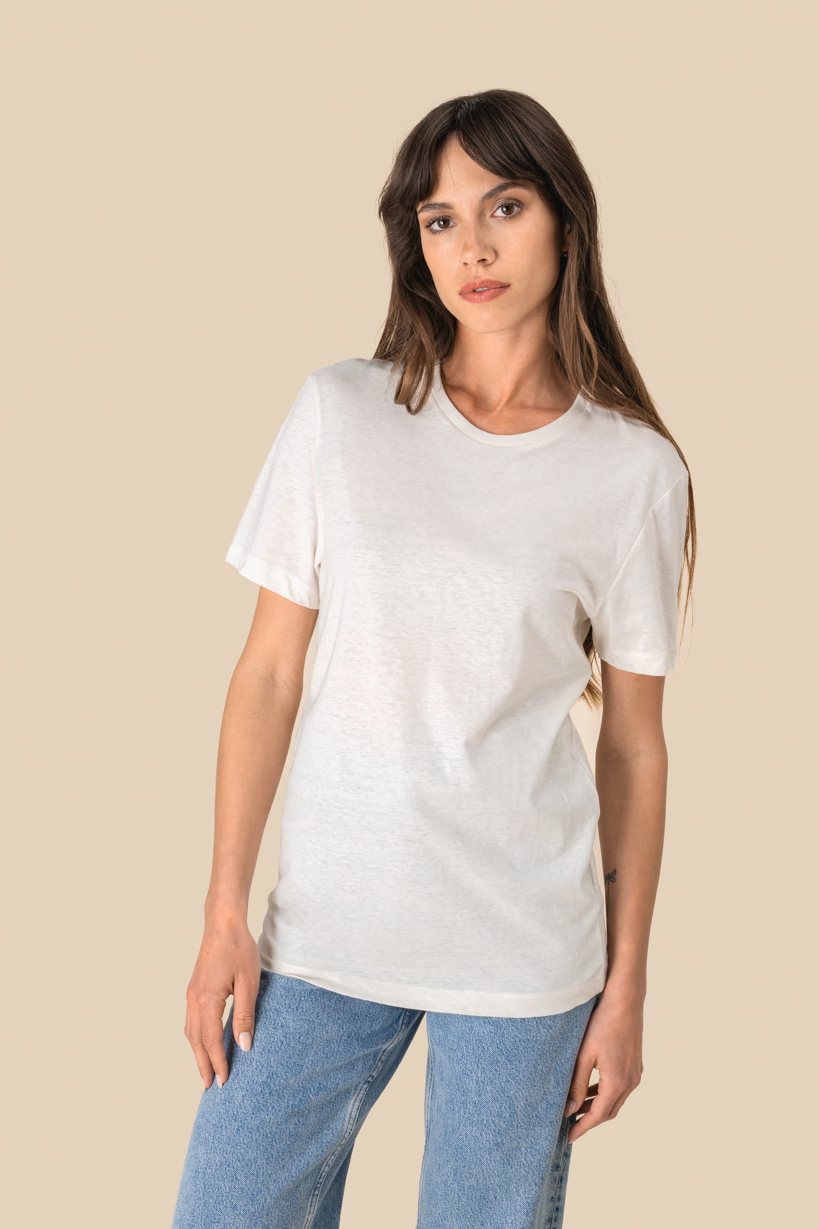 Ecologisch uniseks T-shirt van biokatoen en linnen