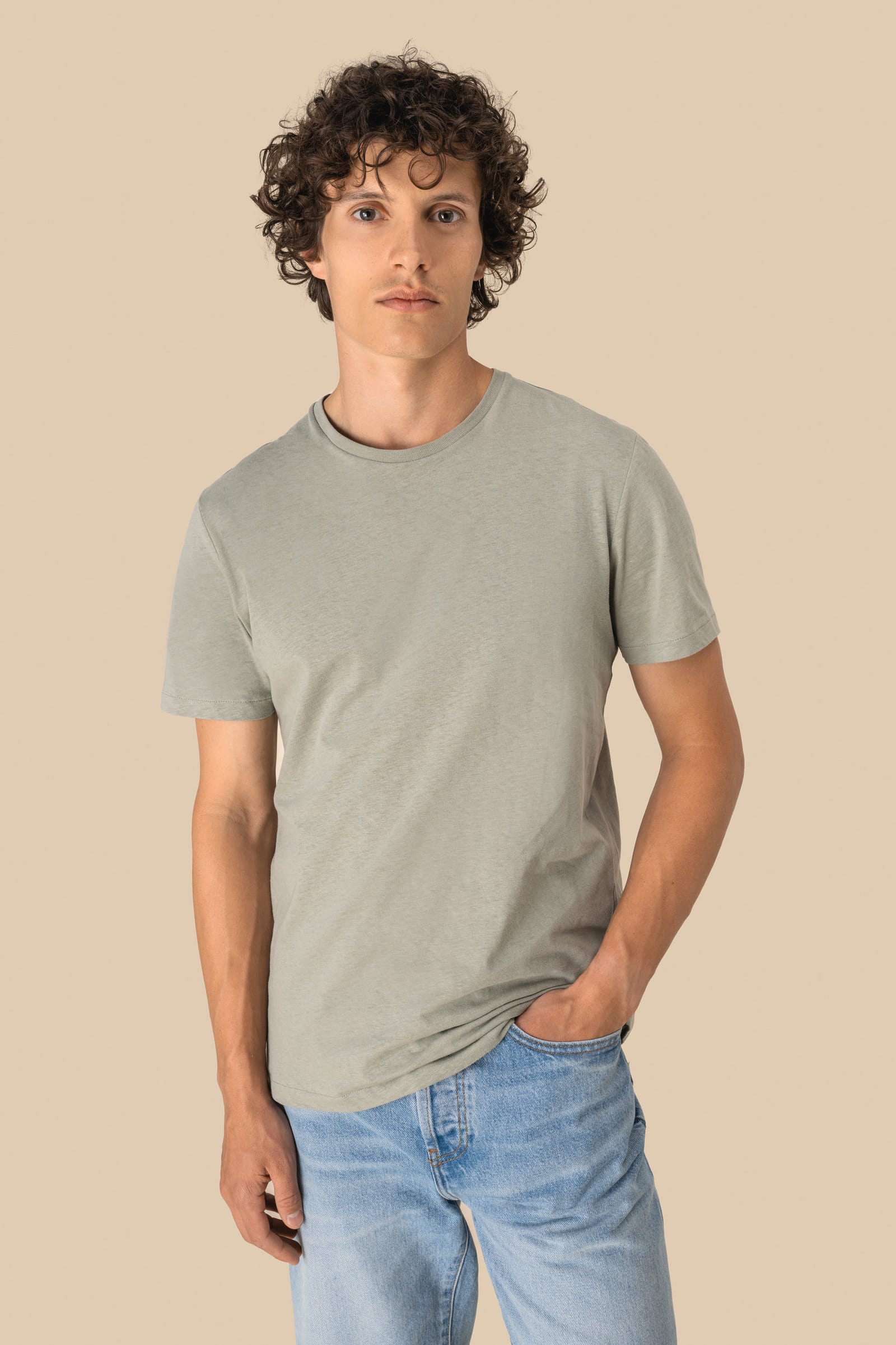 Ecologisch uniseks T-shirt van biokatoen en linnen