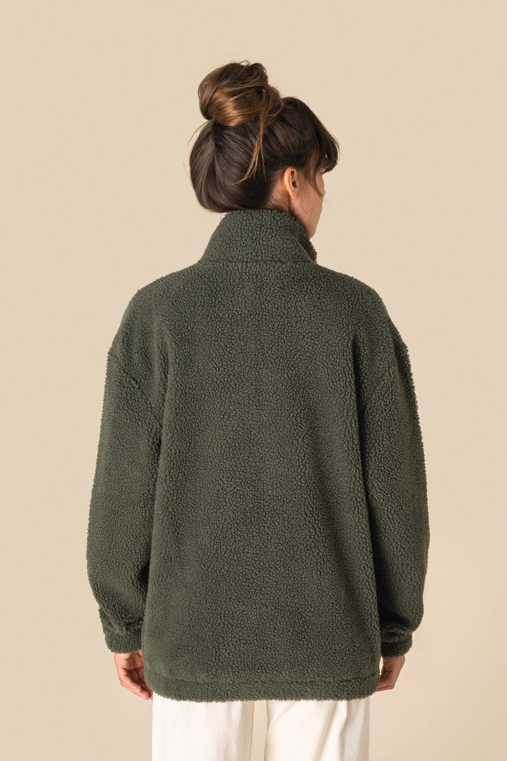 Sweat-shirt zippé à épaules tombantes en sherpa unisexe - Image 6