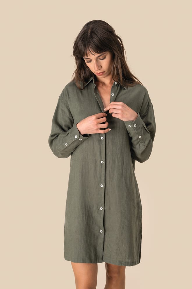 Robe chemise en lin femme