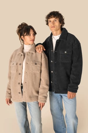 Uniseks sherpa-overshirt met afhangende schouders