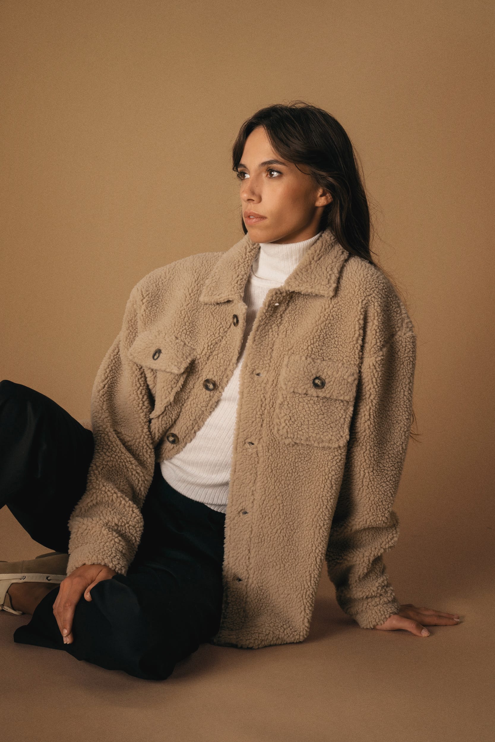 Surchemise à épaules tombantes en sherpa unisexe - Image 7