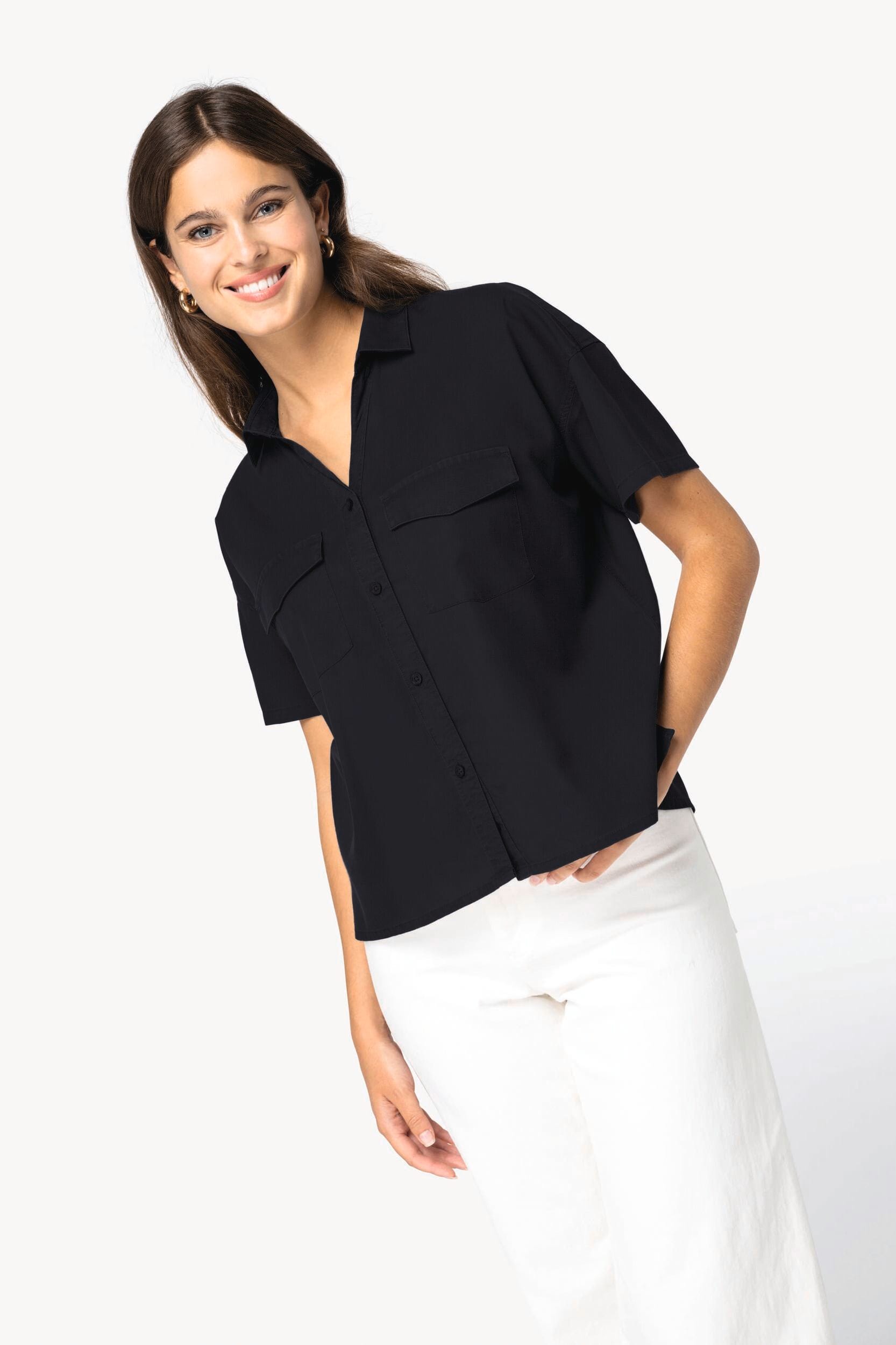 Camisa eco-responsável oversize em liocel de senhora