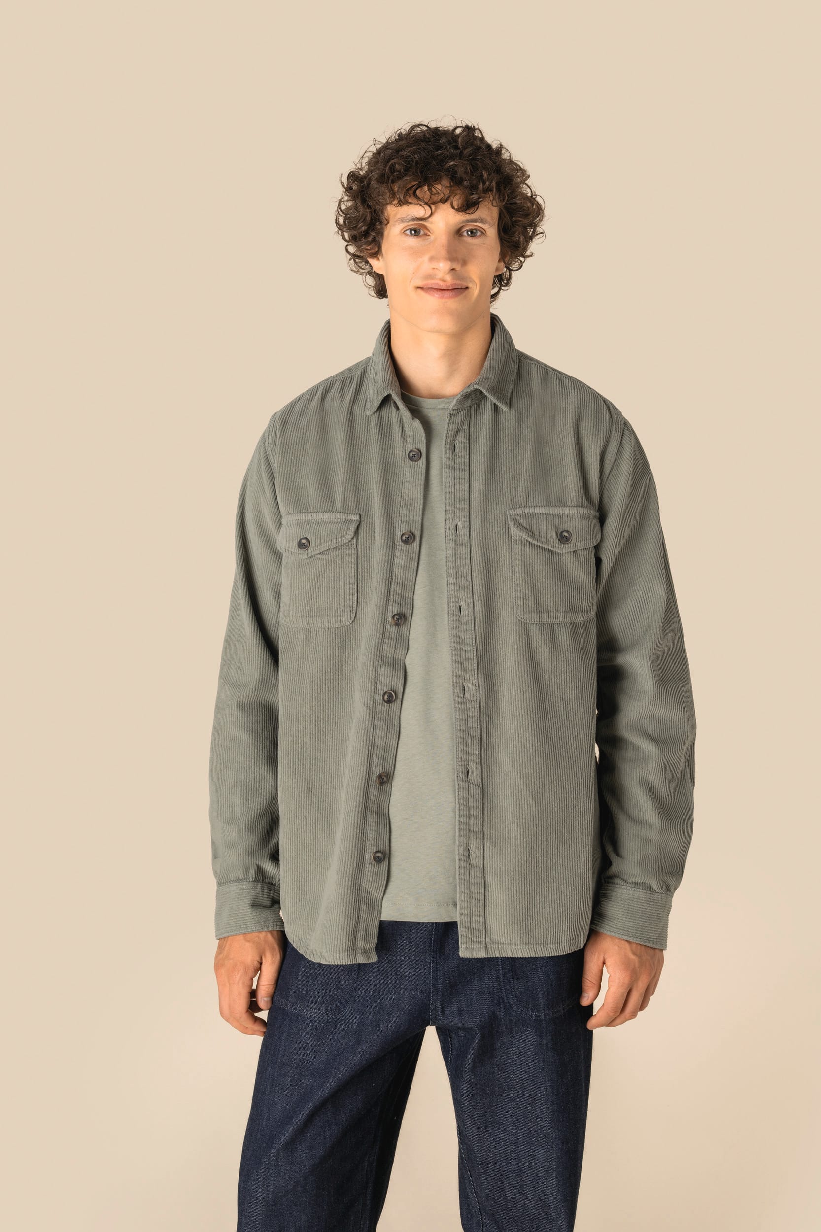 Surchemise écoresponsable délavée en velours côtelé homme - Image 1