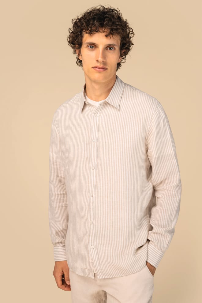 Chemise rayée en lin homme