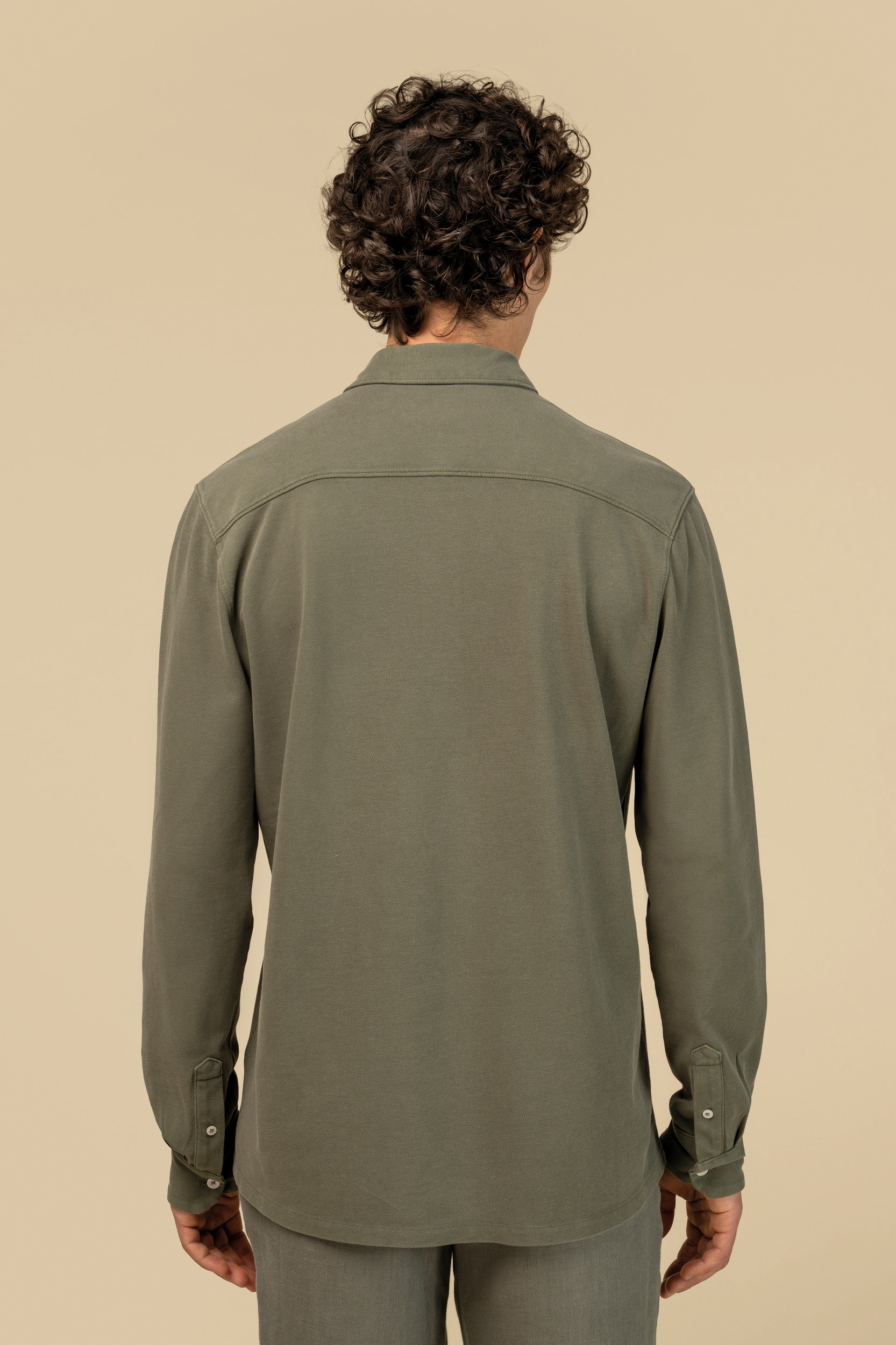 Duurzaam herenoverhemd met verwassen look in piquétricot