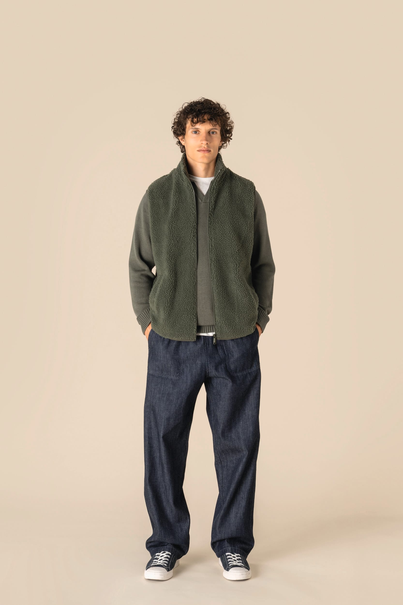 Colete em sherpa de homem