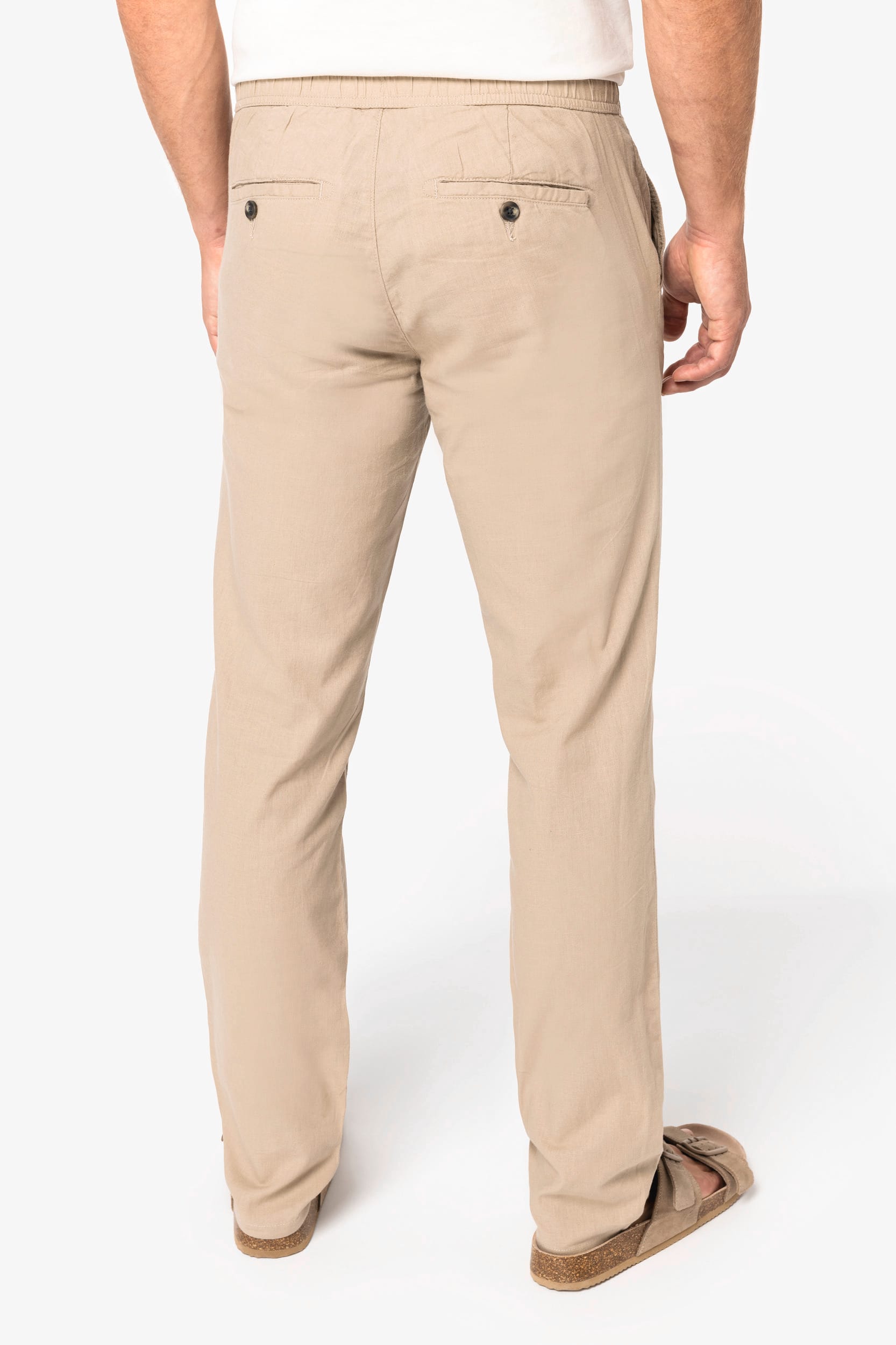 Calças eco-responsáveis em linho e algodão biológico de homem