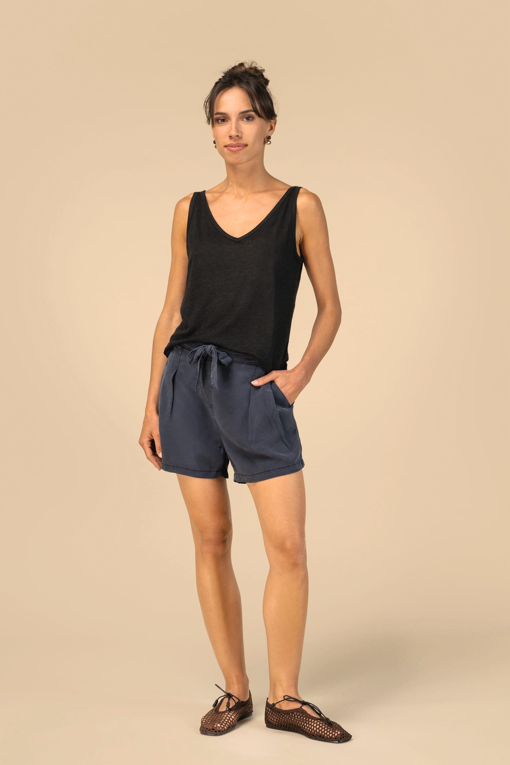 Shorts ecorresponsables de Lyocell y efecto lavado mujer