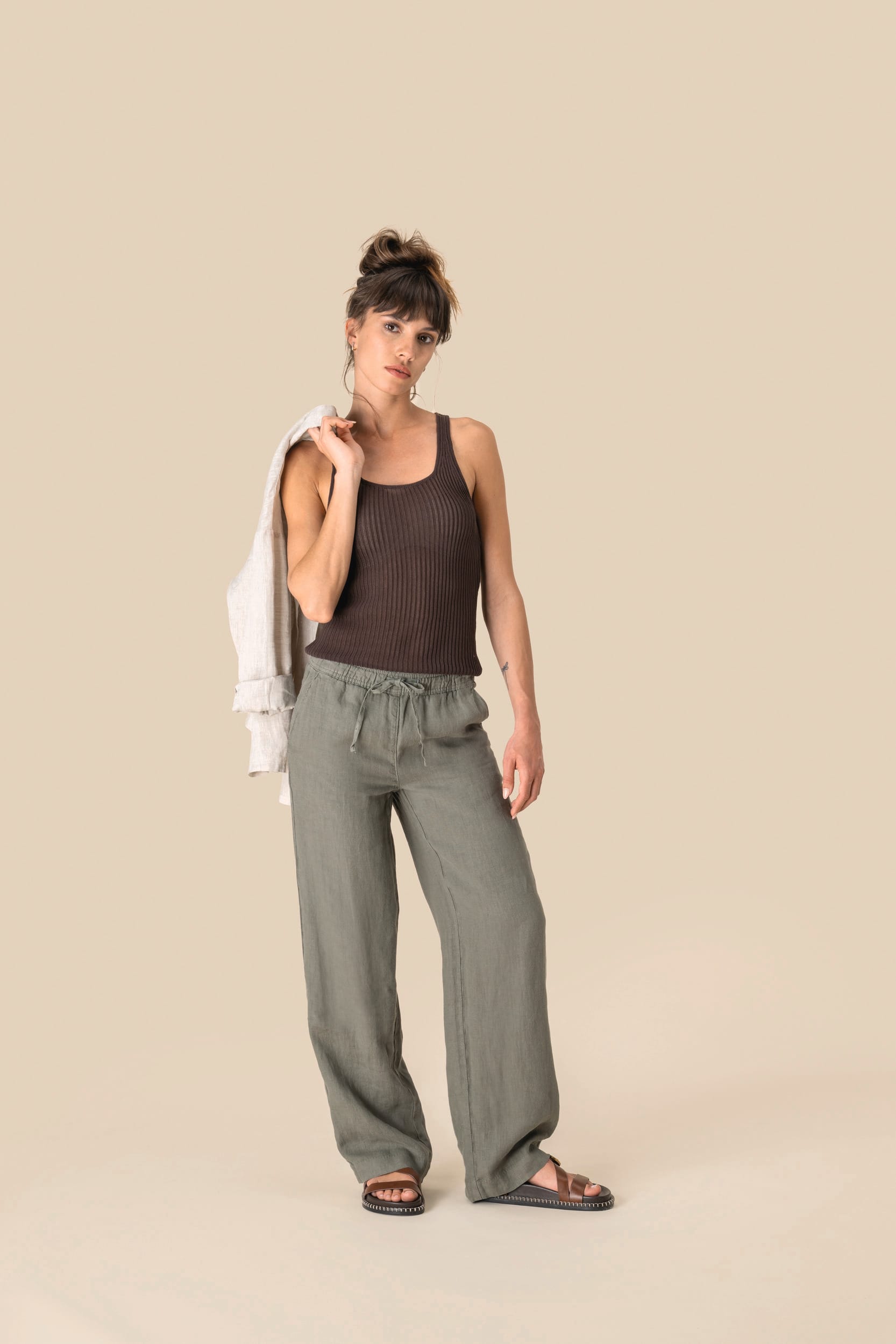 Pantalon délavé en lin femme - Image 3