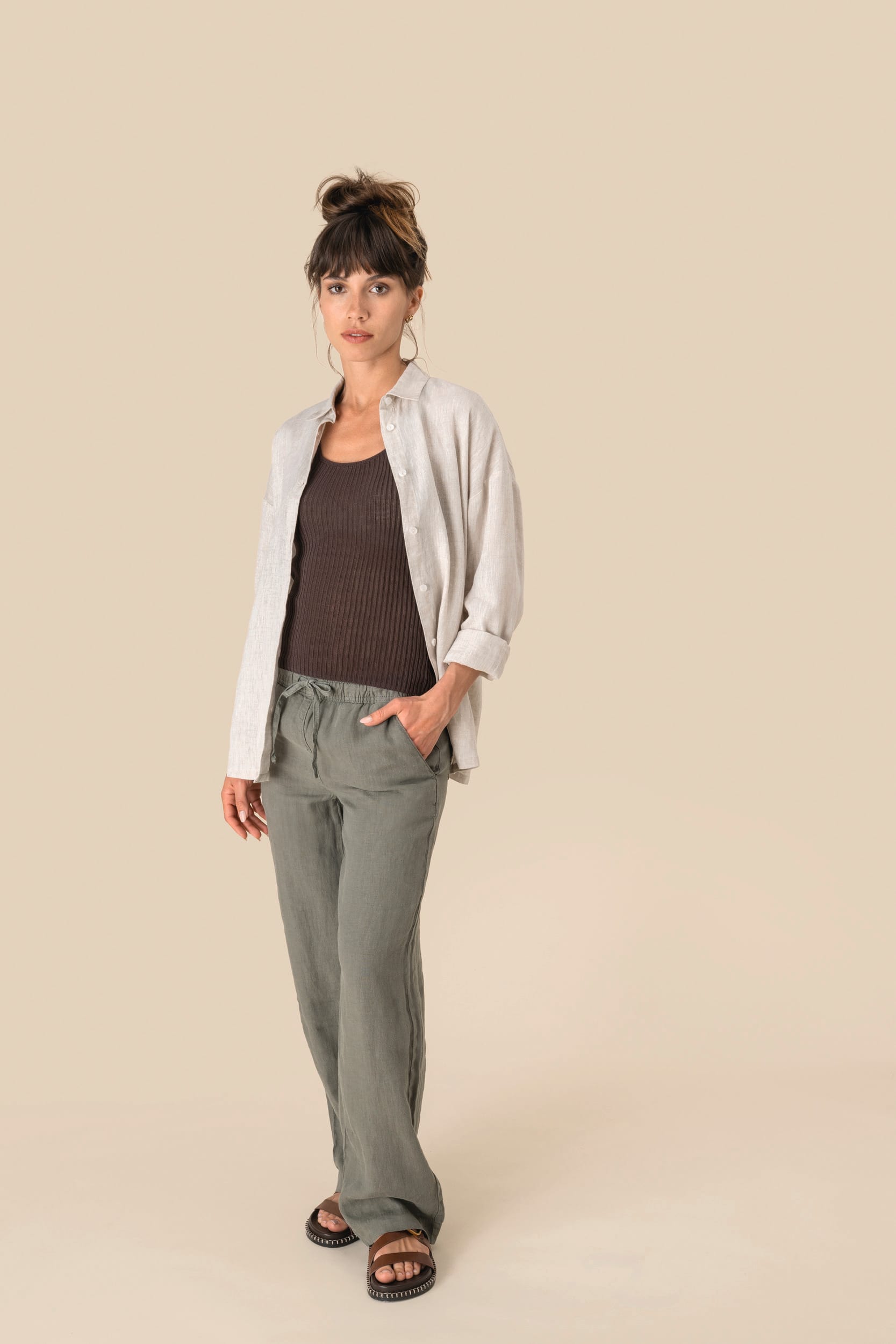 Pantalon délavé en lin femme - Image 4