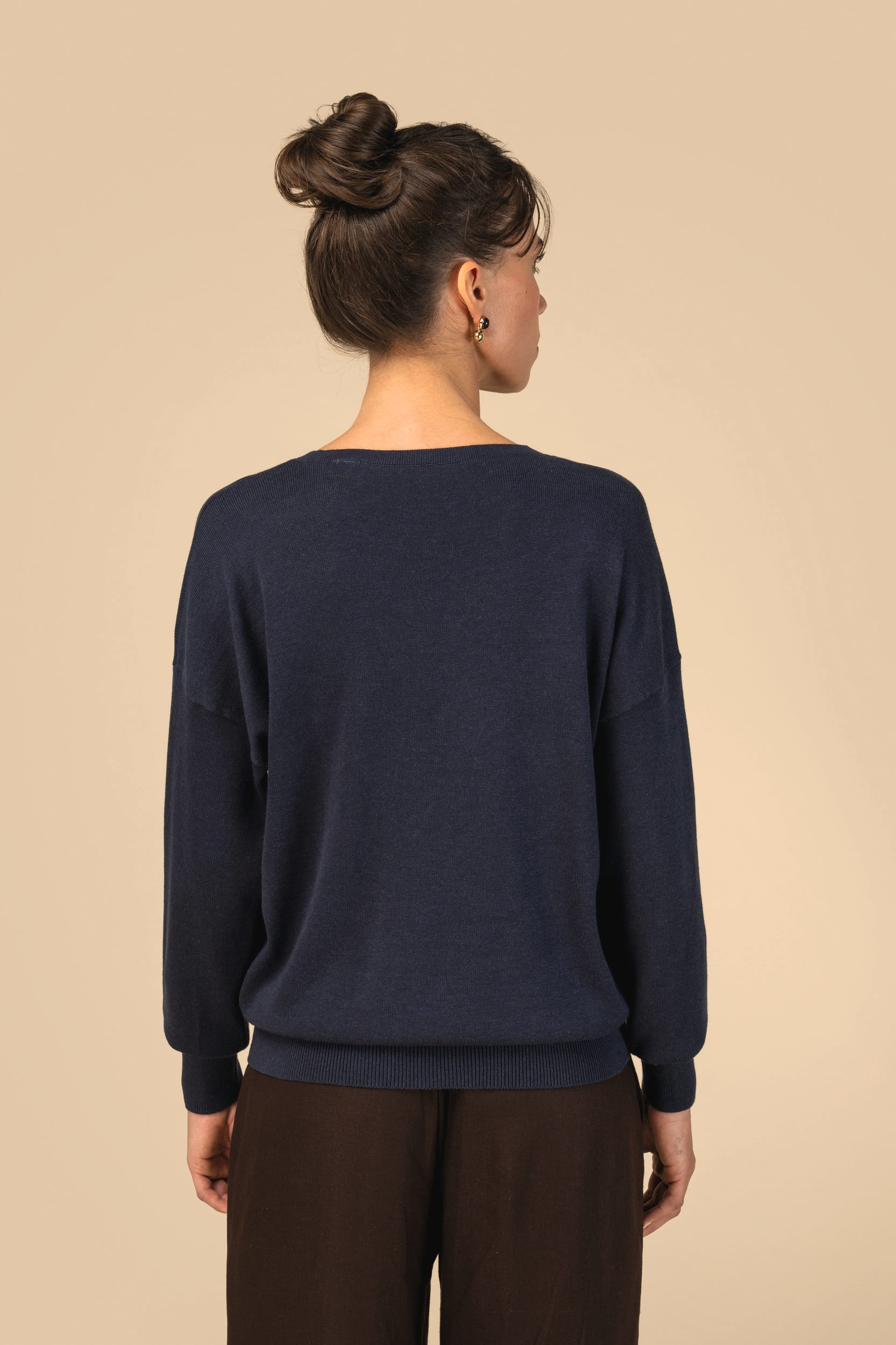 Pull écoresponsable col V en lyocell femme