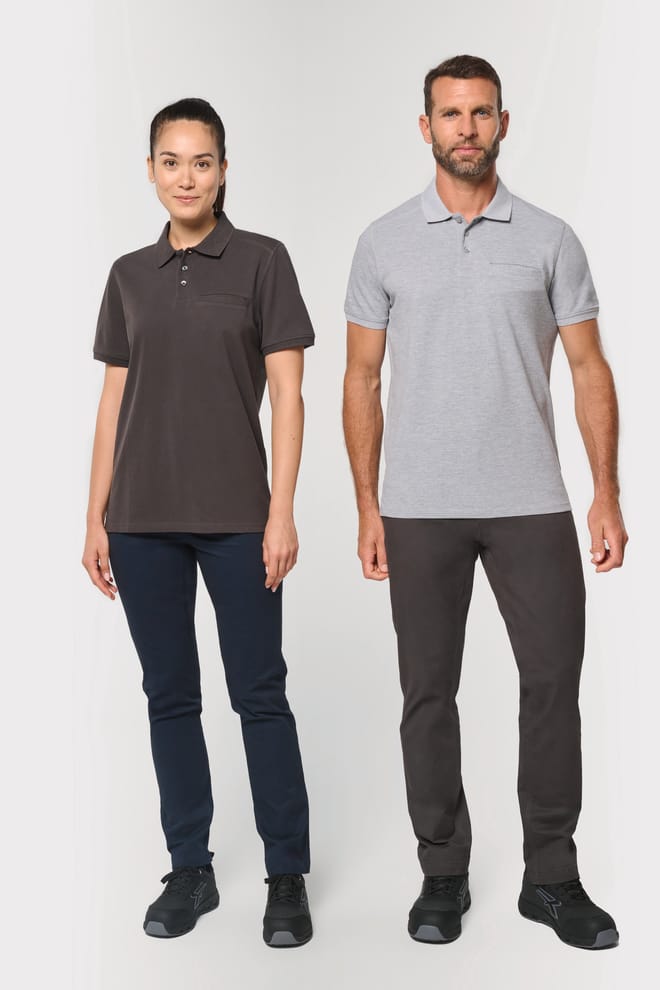 Unisex eco-friendly chest pocket polo shirt