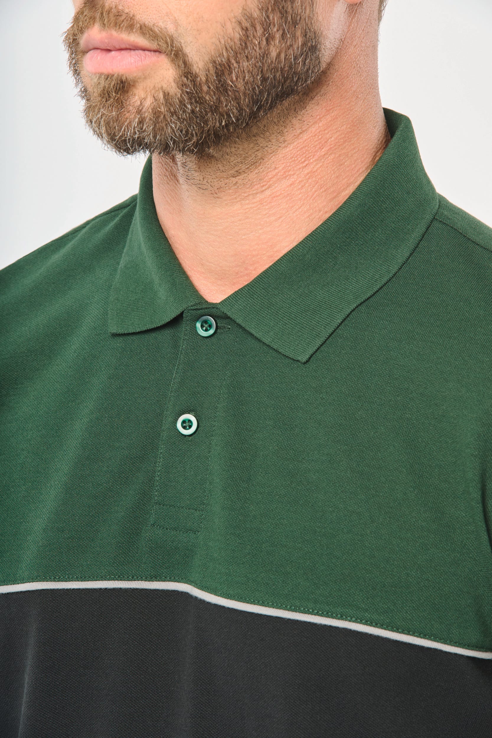 Polo bicolor de manga curta eco-responsável unissexo