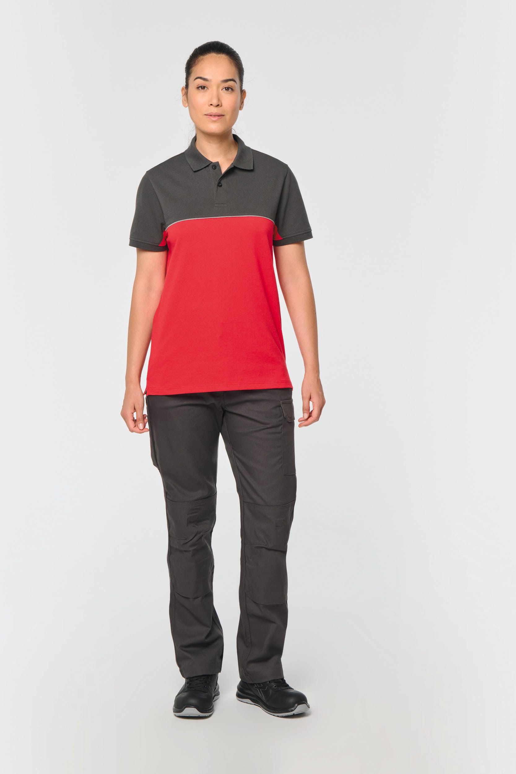 Polo bicolor de manga curta eco-responsável unissexo