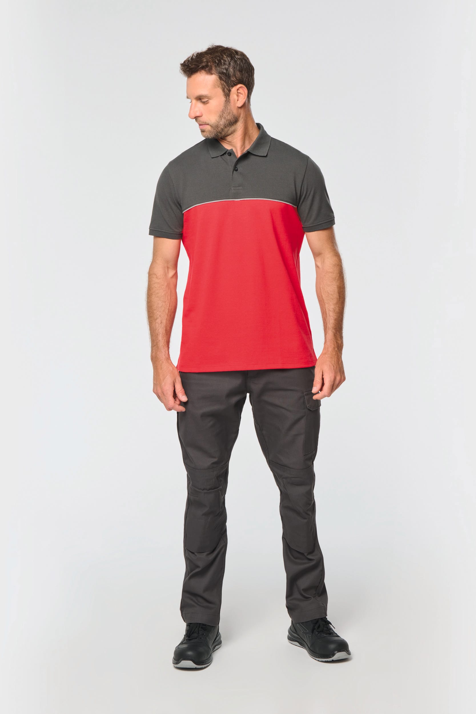 Polo bicolor de manga curta eco-responsável unissexo