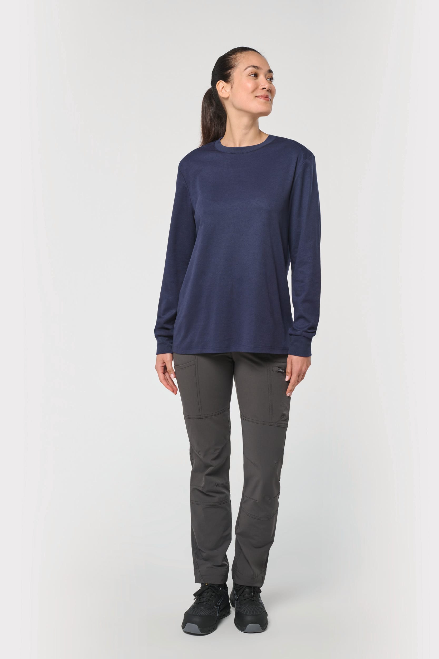 T-shirt eco-responsável algodão/poliéster de manga comprida unissexo