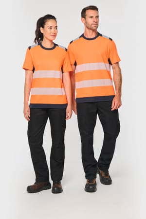 Gerecycled veiligheids-T-shirt ronde hals korte mouwen unisex