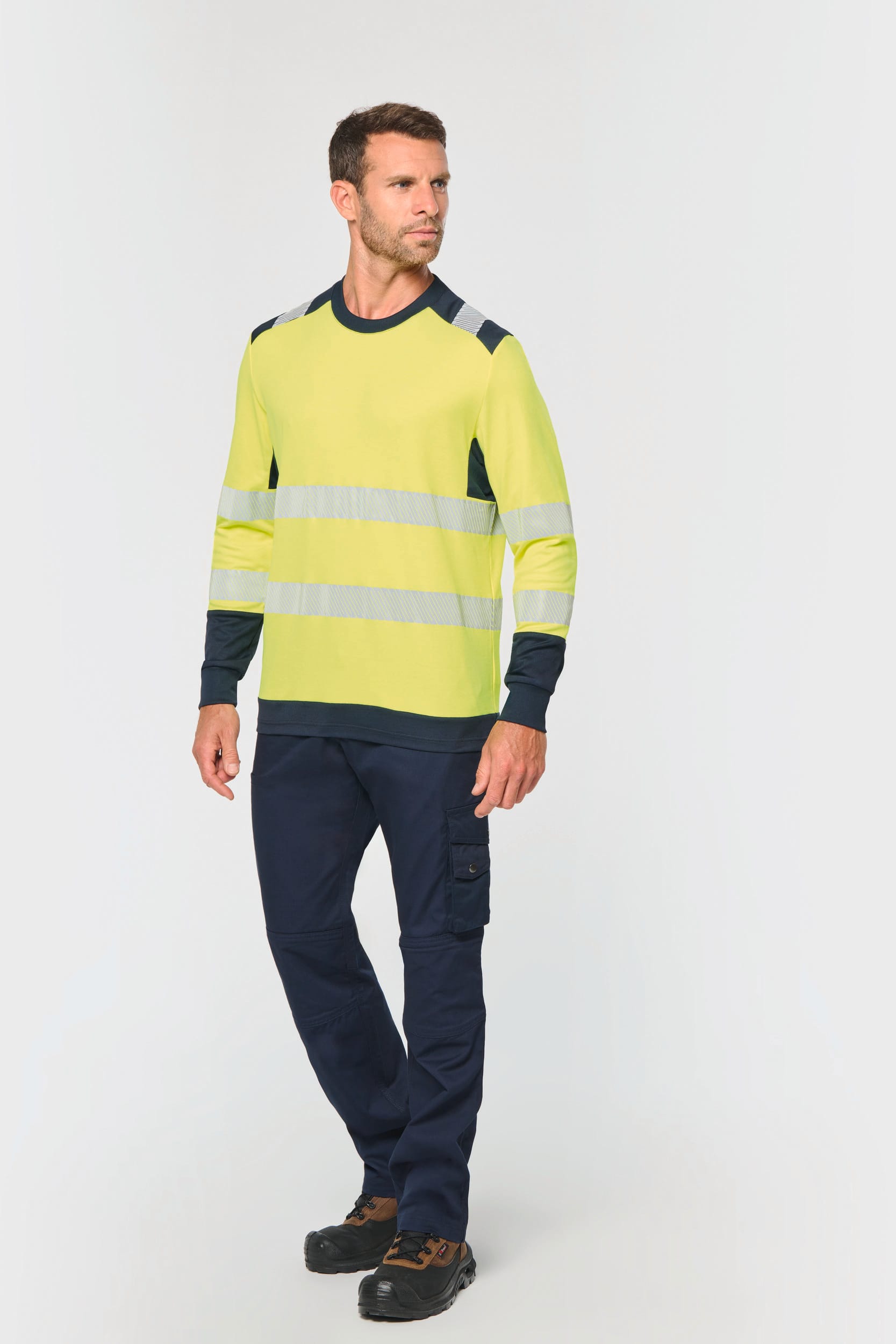 T-shirt de sécurité recyclé col rond manches longues unisexe - Image 5