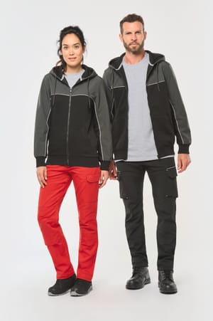 Tweekleurig ecologisch fleecevest met capuchon