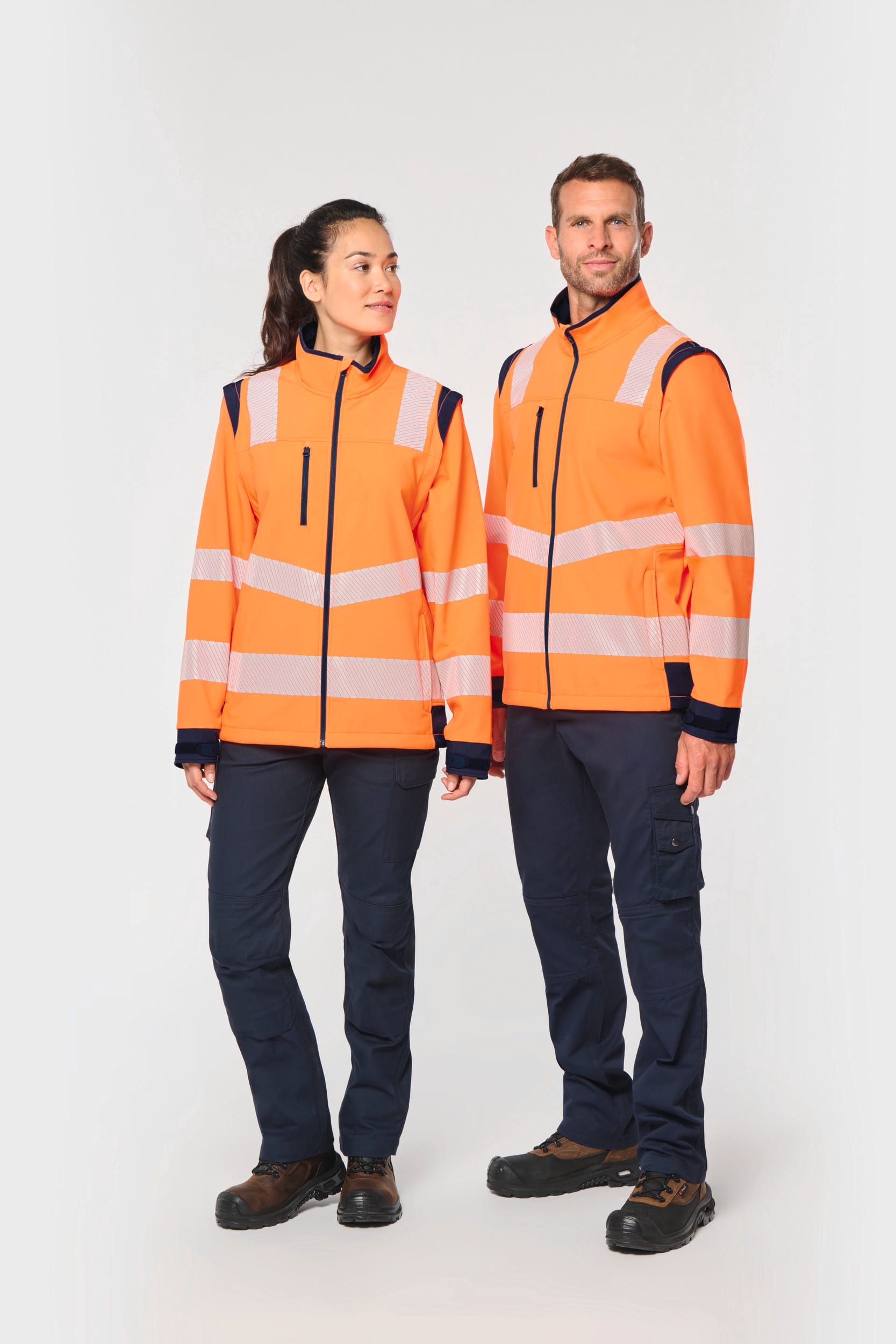 Veste softshell de sécurité recyclée avec manches détachables unisexe - Image 1
