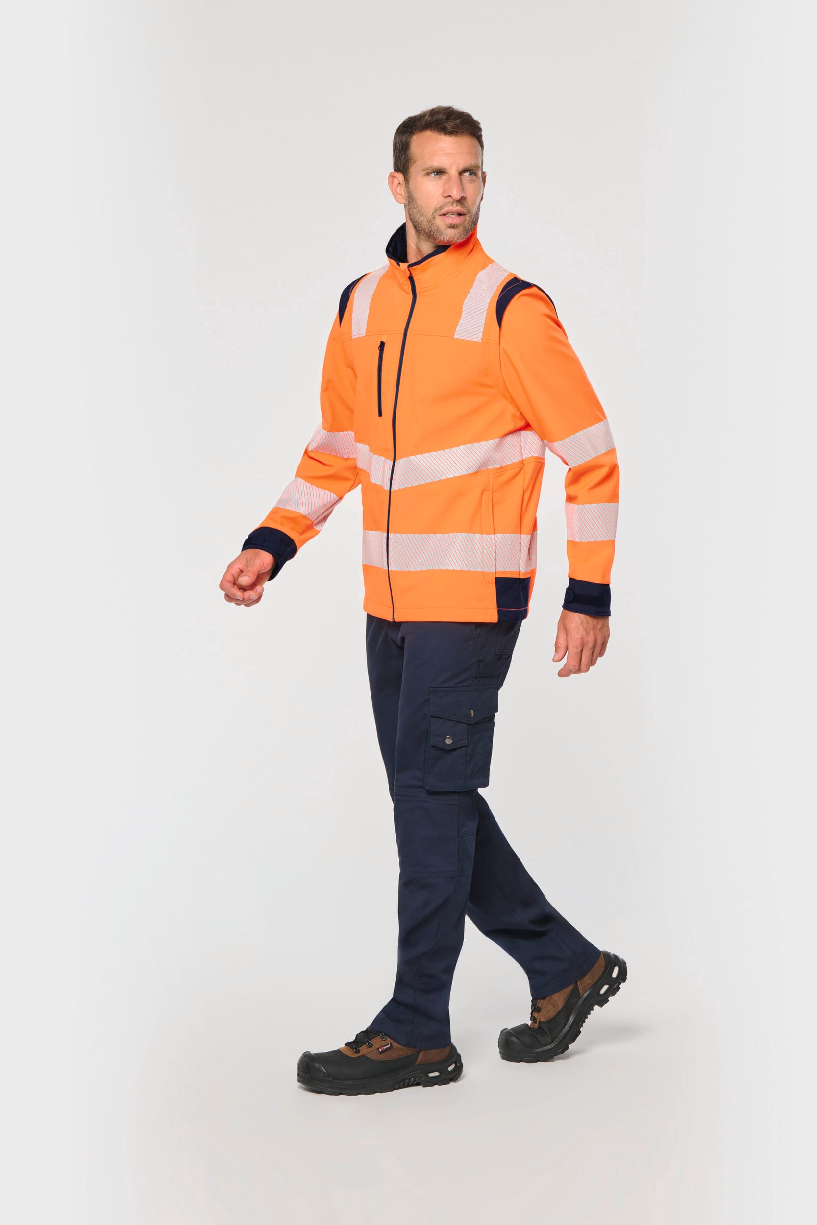 Veste softshell de sécurité recyclée avec manches détachables unisexe - Image 4