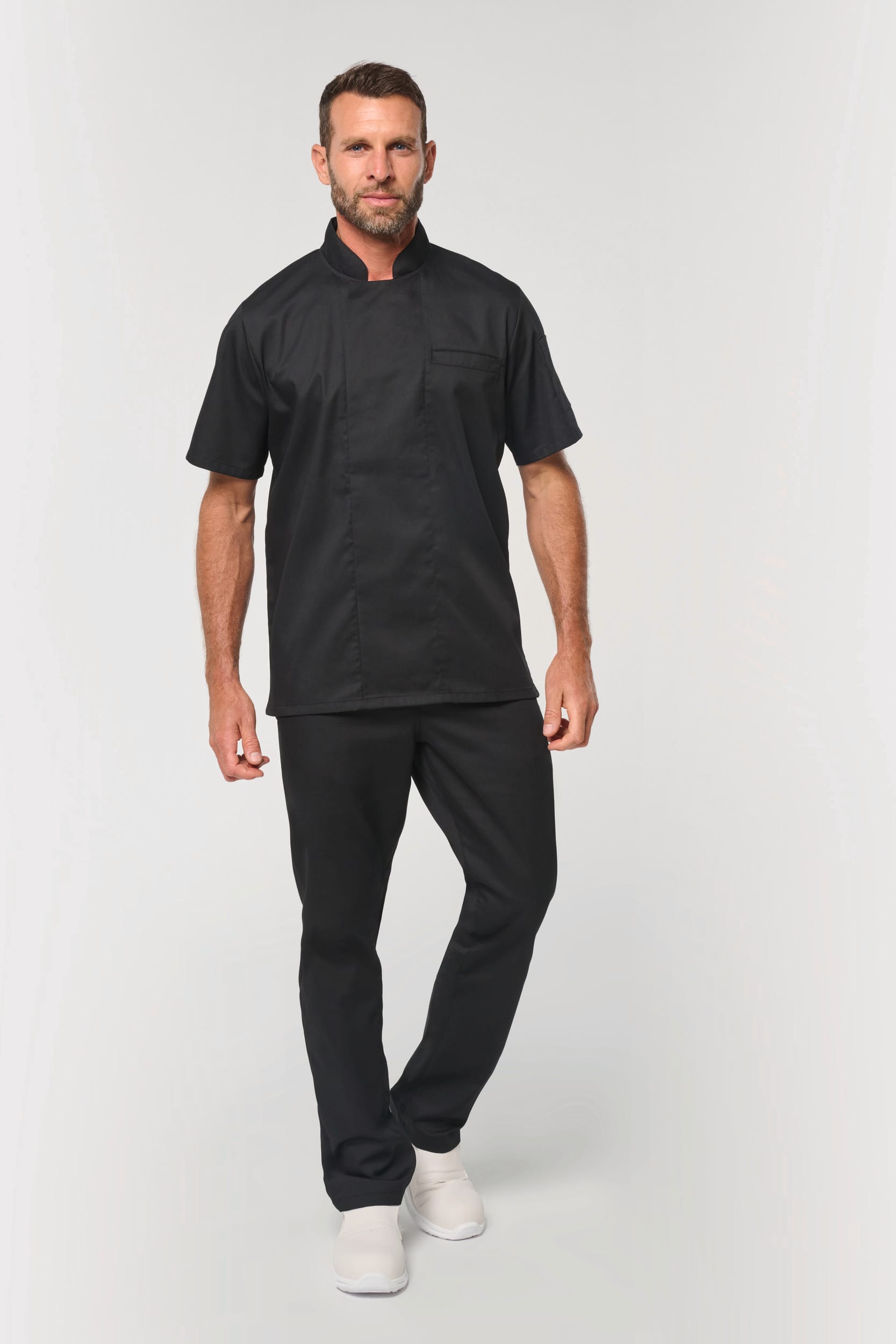 Jaleca de chef eco-responsável e respirável de manga curta unissexo