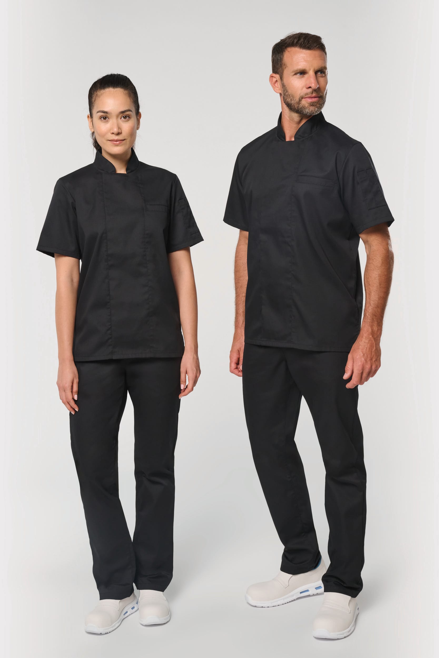 Jaleca de chef eco-responsável e respirável de manga curta unissexo