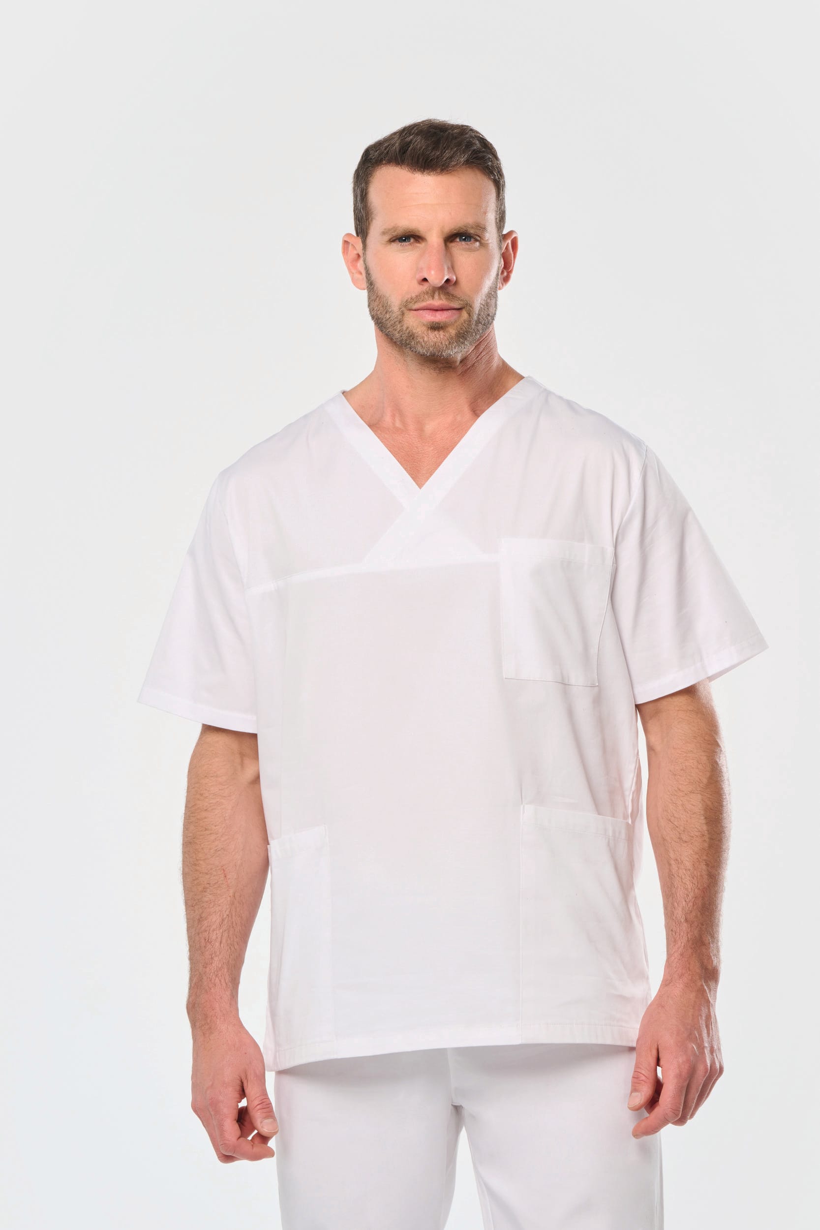 Túnica de manga curta em algodão unissexo