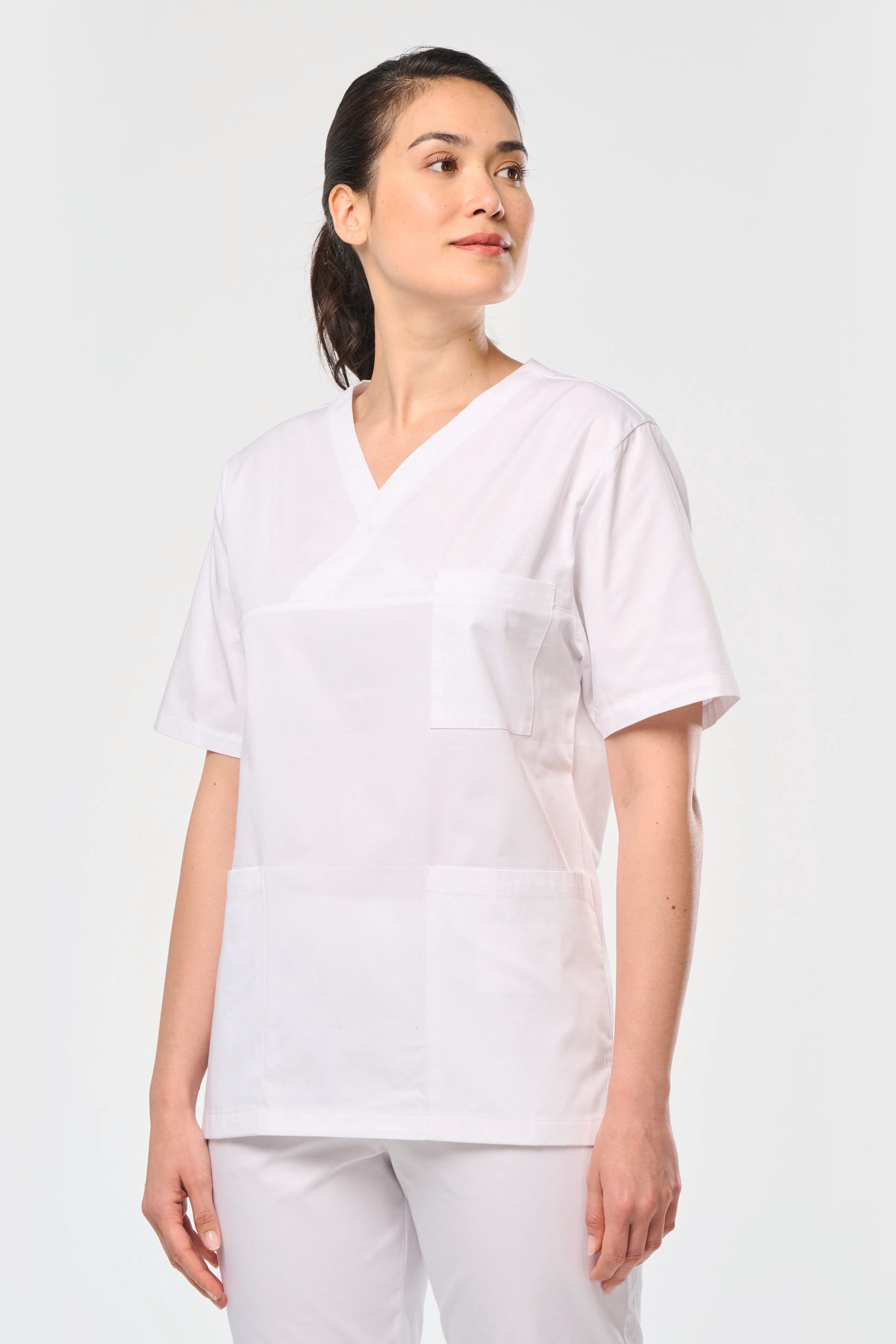 Túnica de manga curta em algodão unissexo