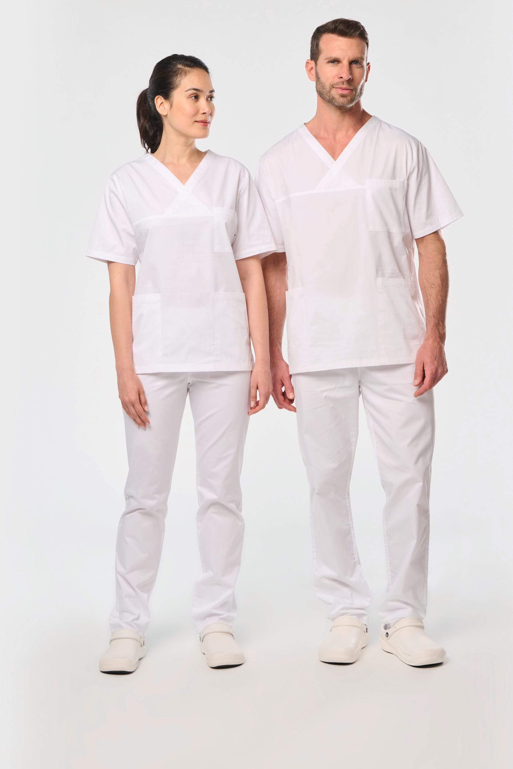 Túnica de manga curta em algodão unissexo