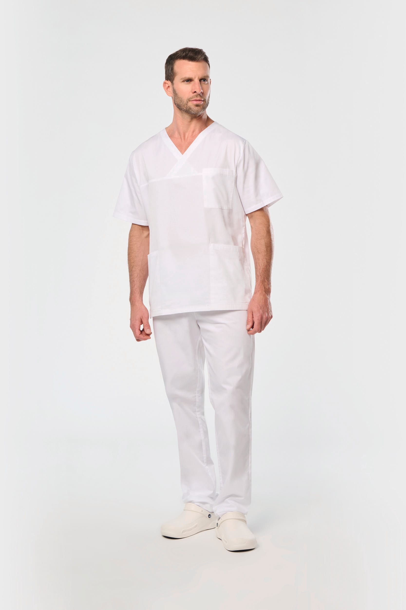 Túnica de manga curta em algodão unissexo