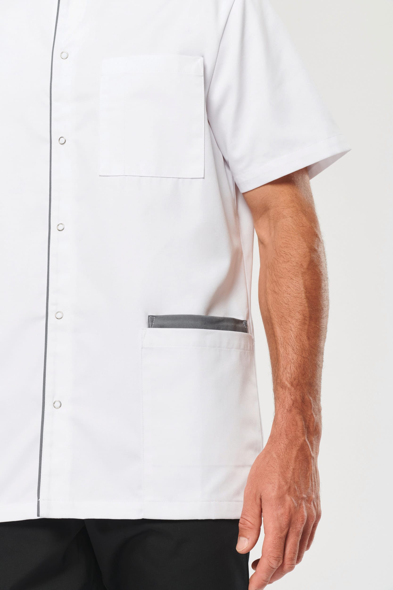 Bata poliéster/algodão com molas de pressão de homem