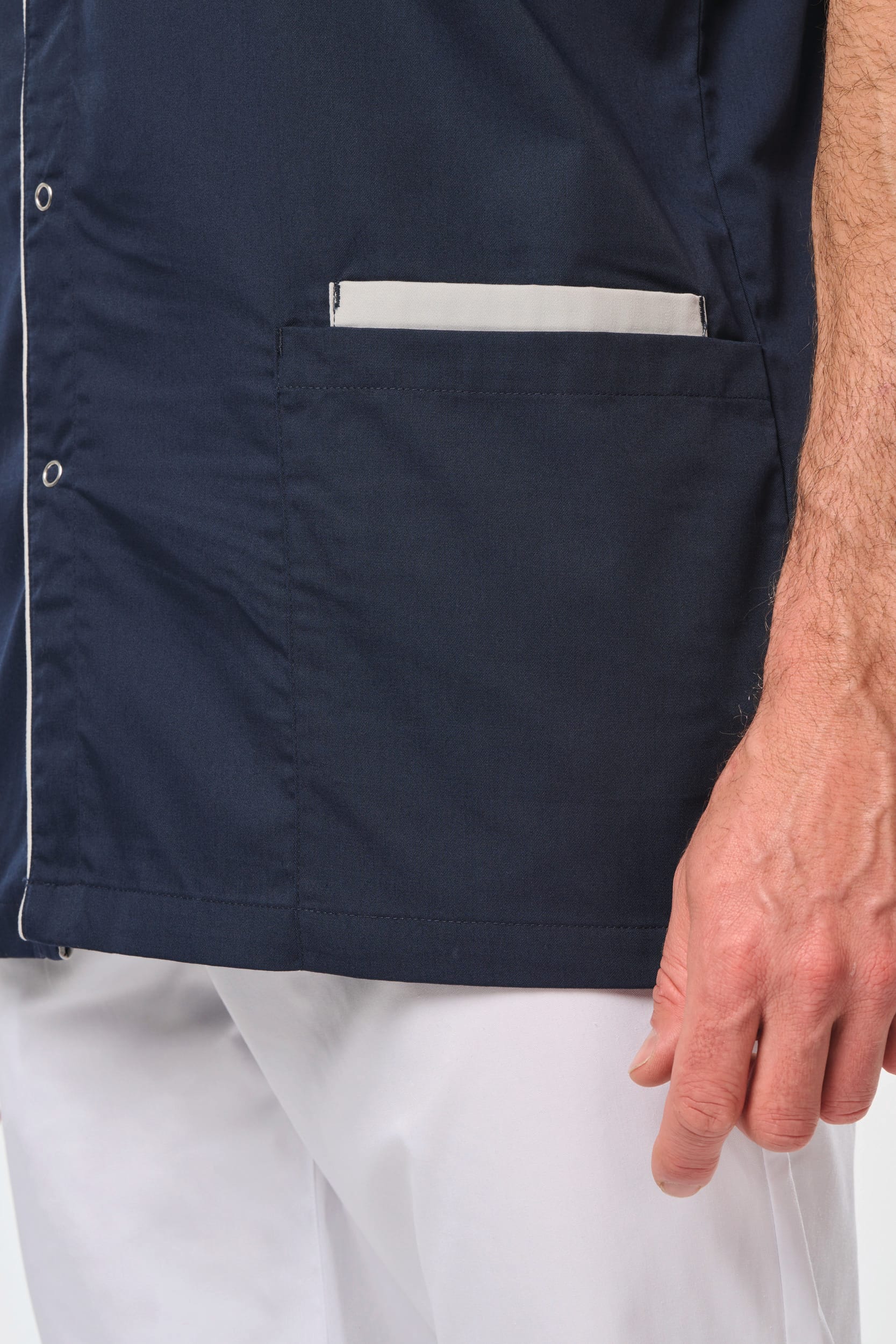 Bata poliéster/algodão com molas de pressão de homem