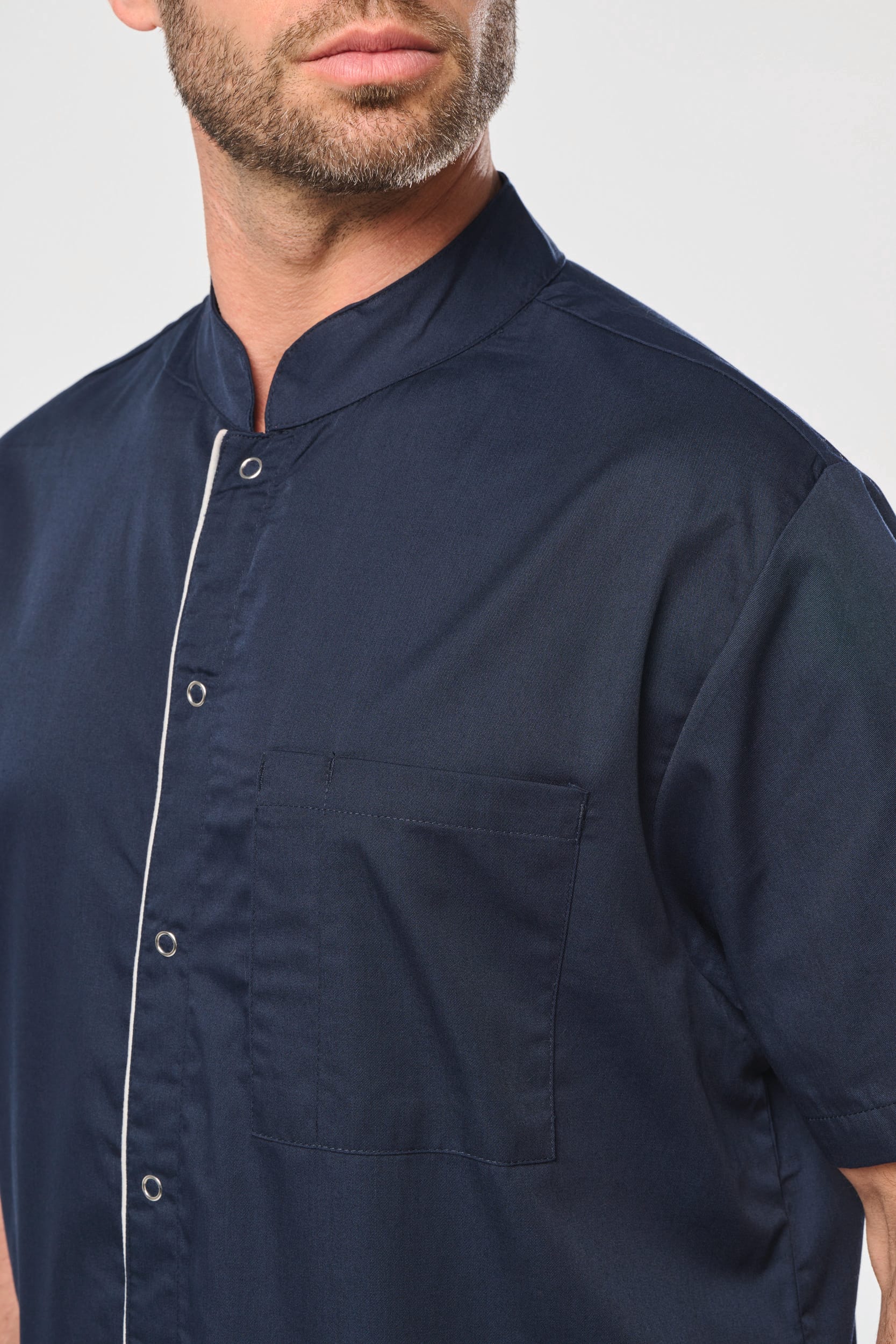 Bata poliéster/algodão com molas de pressão de homem