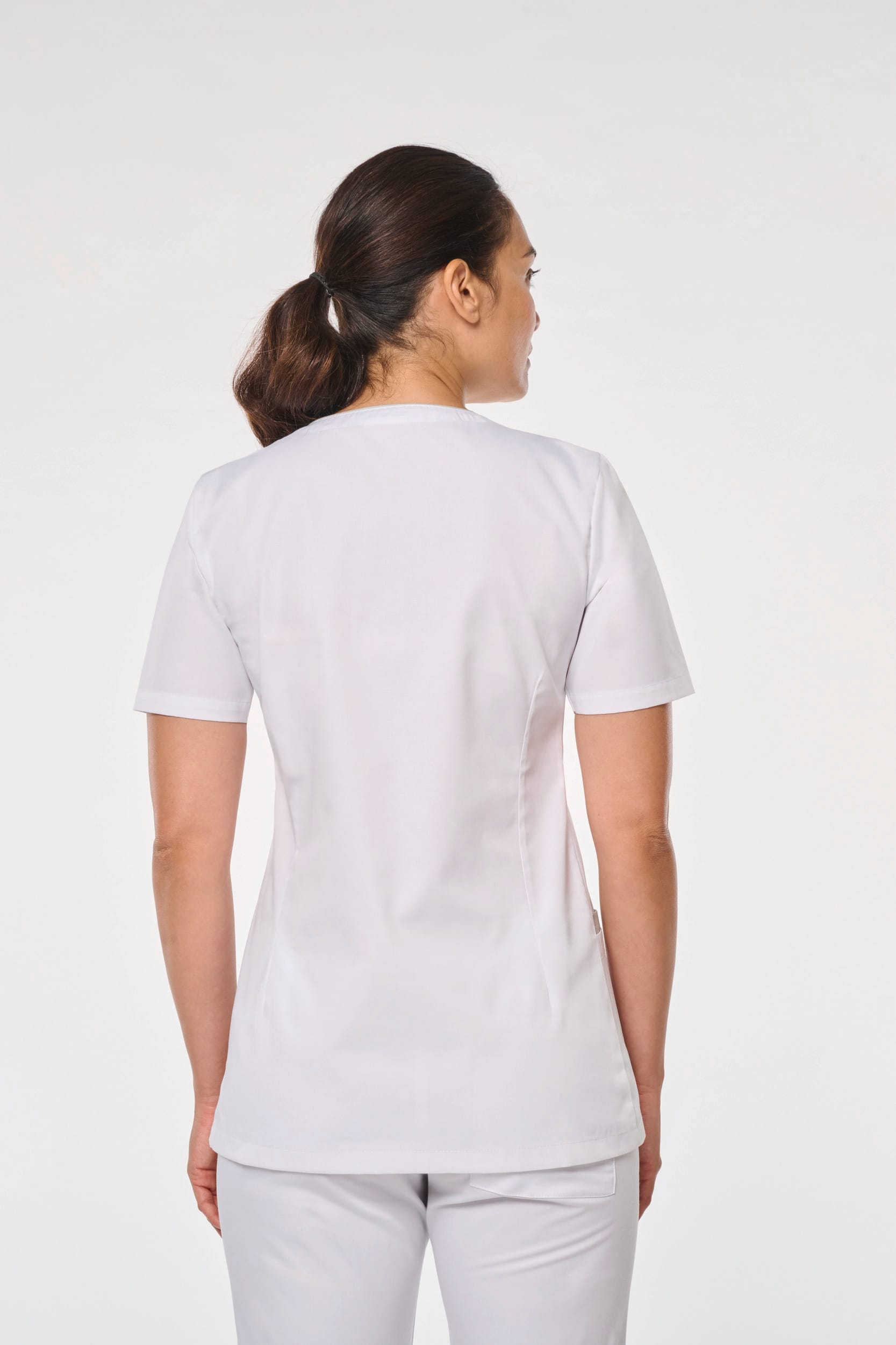 Blouse polycoton avec boutons-pression femme