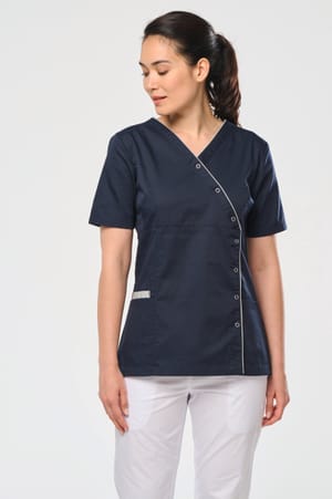 Damesblouse van polykatoen met drukknopen