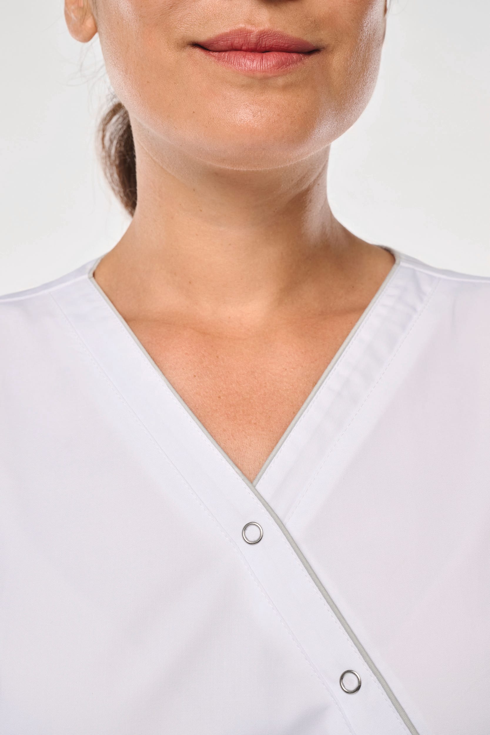 Blouse polycoton avec boutons-pression femme