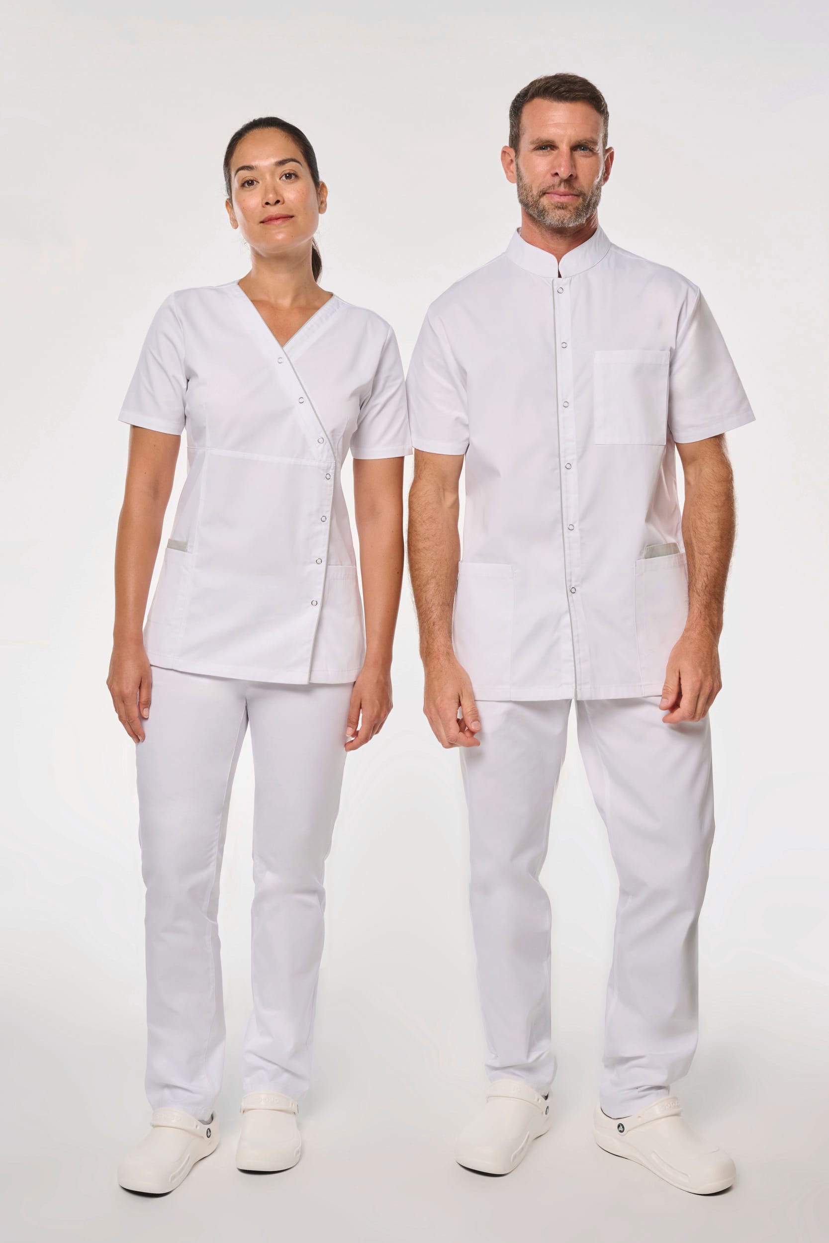 Blouse polycoton avec boutons-pression femme