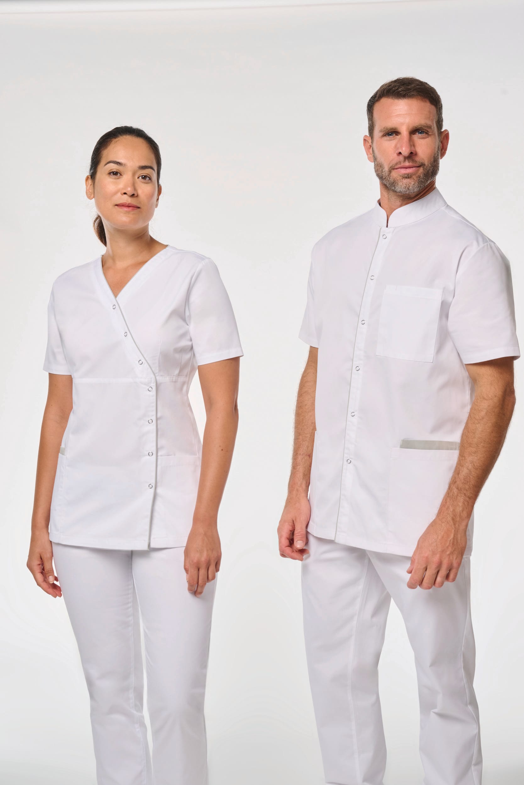 Blouse polycoton avec boutons-pression femme