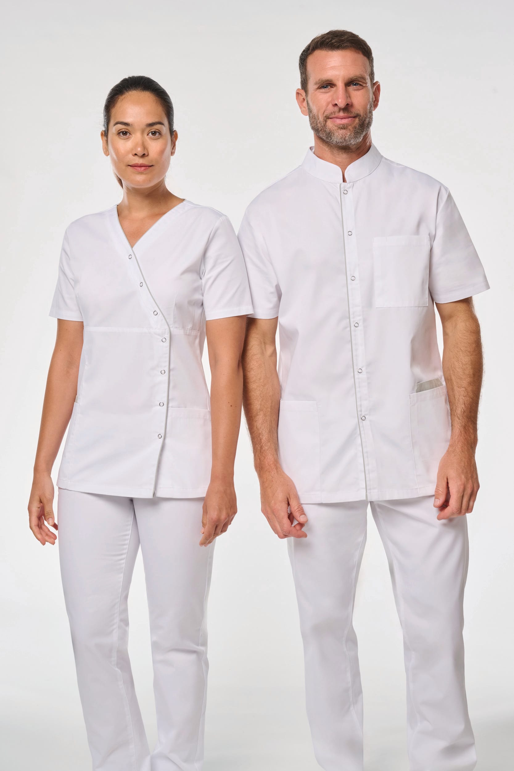 Blouse polycoton avec boutons-pression femme