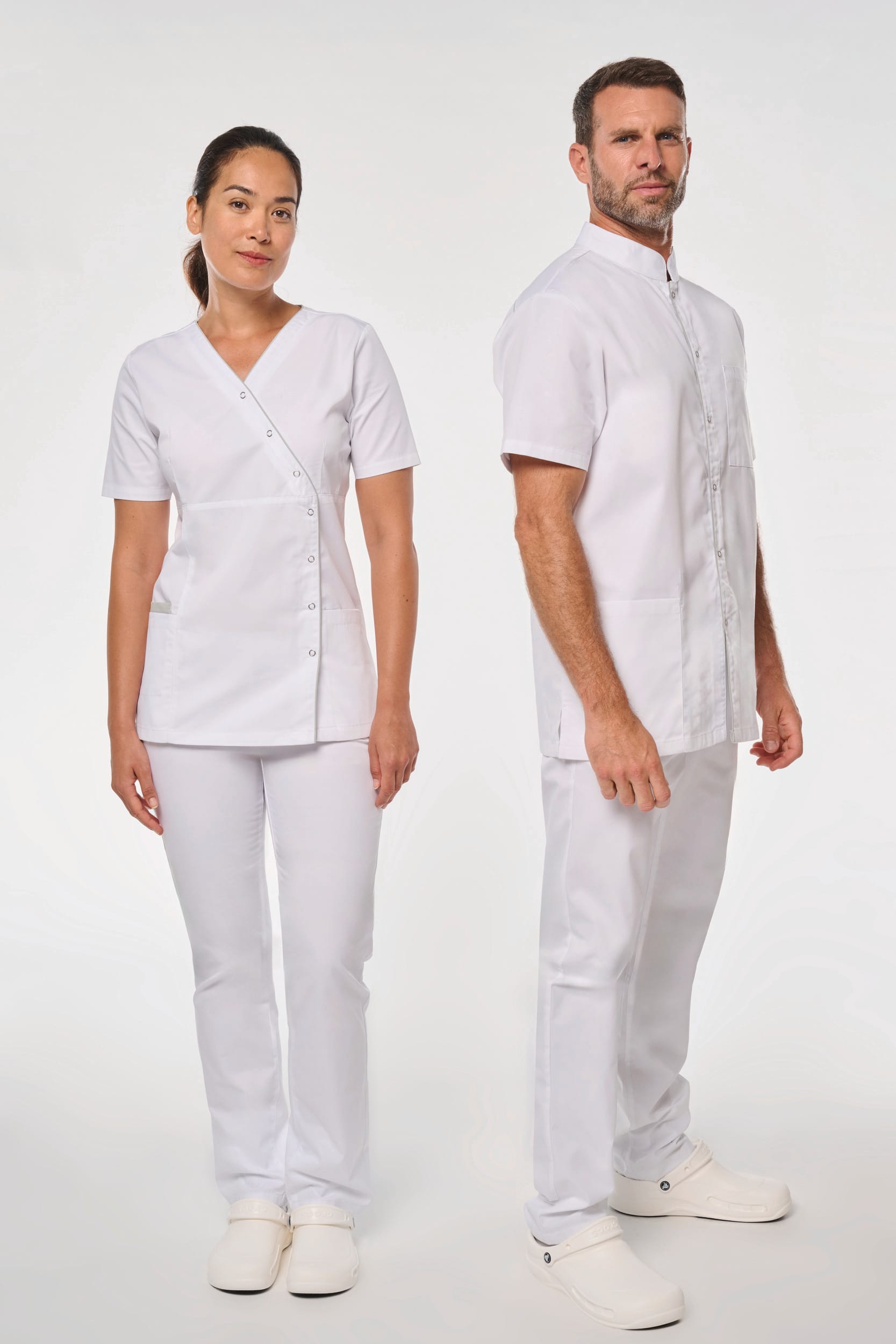 Blouse polycoton avec boutons-pression femme