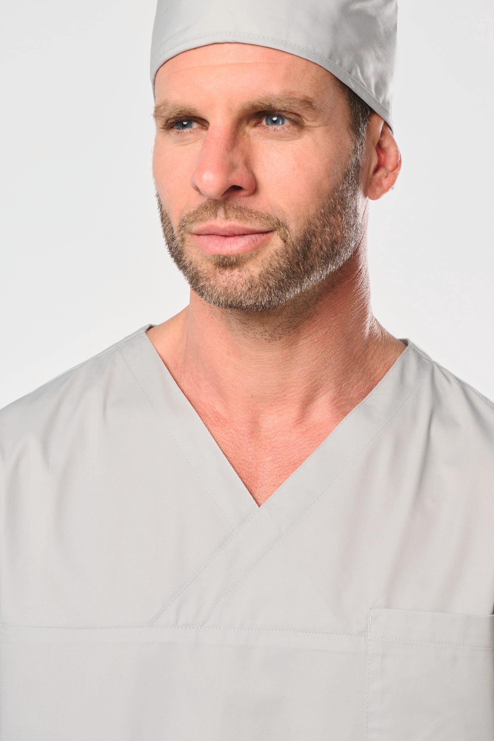 Túnica de manga curta poliéster/algodão unissexo