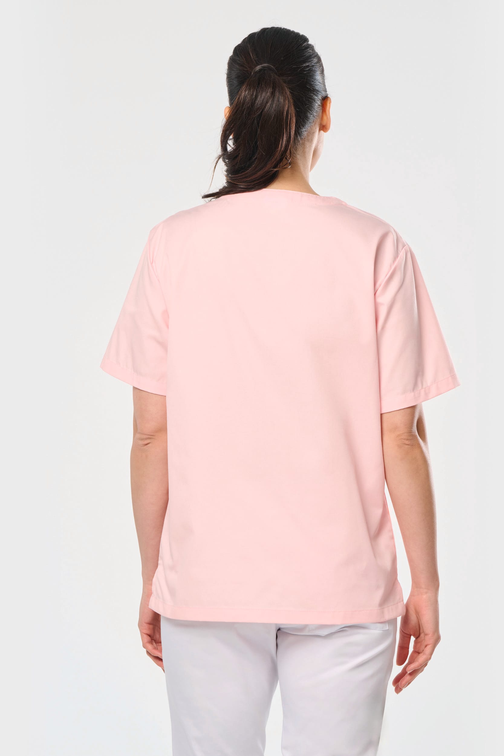 Túnica de manga curta poliéster/algodão unissexo