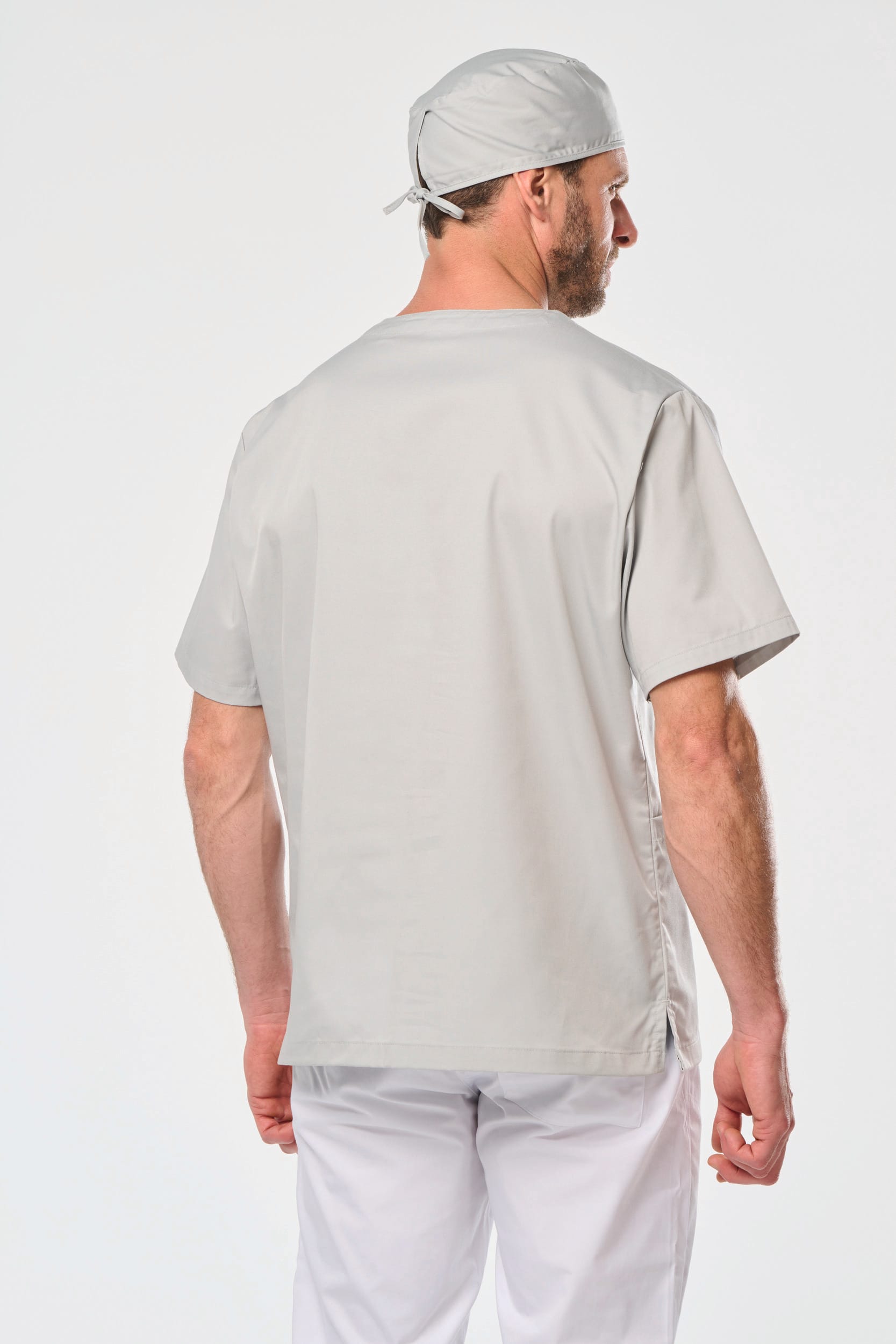 Túnica de manga curta poliéster/algodão unissexo