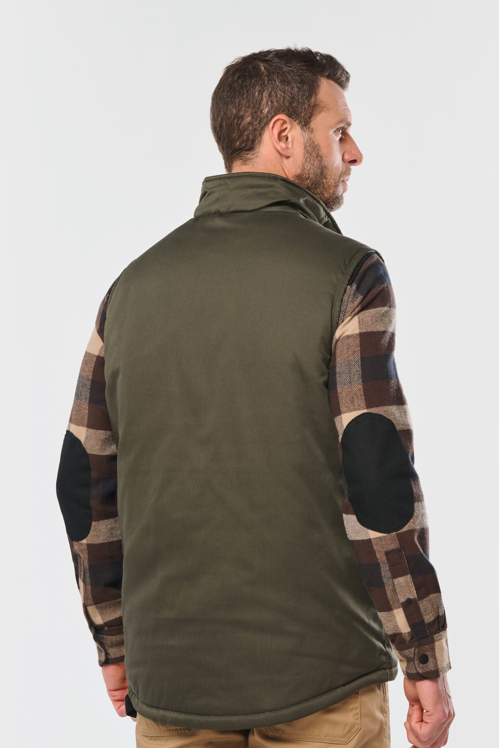 Colete poliéster/algodão multibolsos acolchoado unissexo