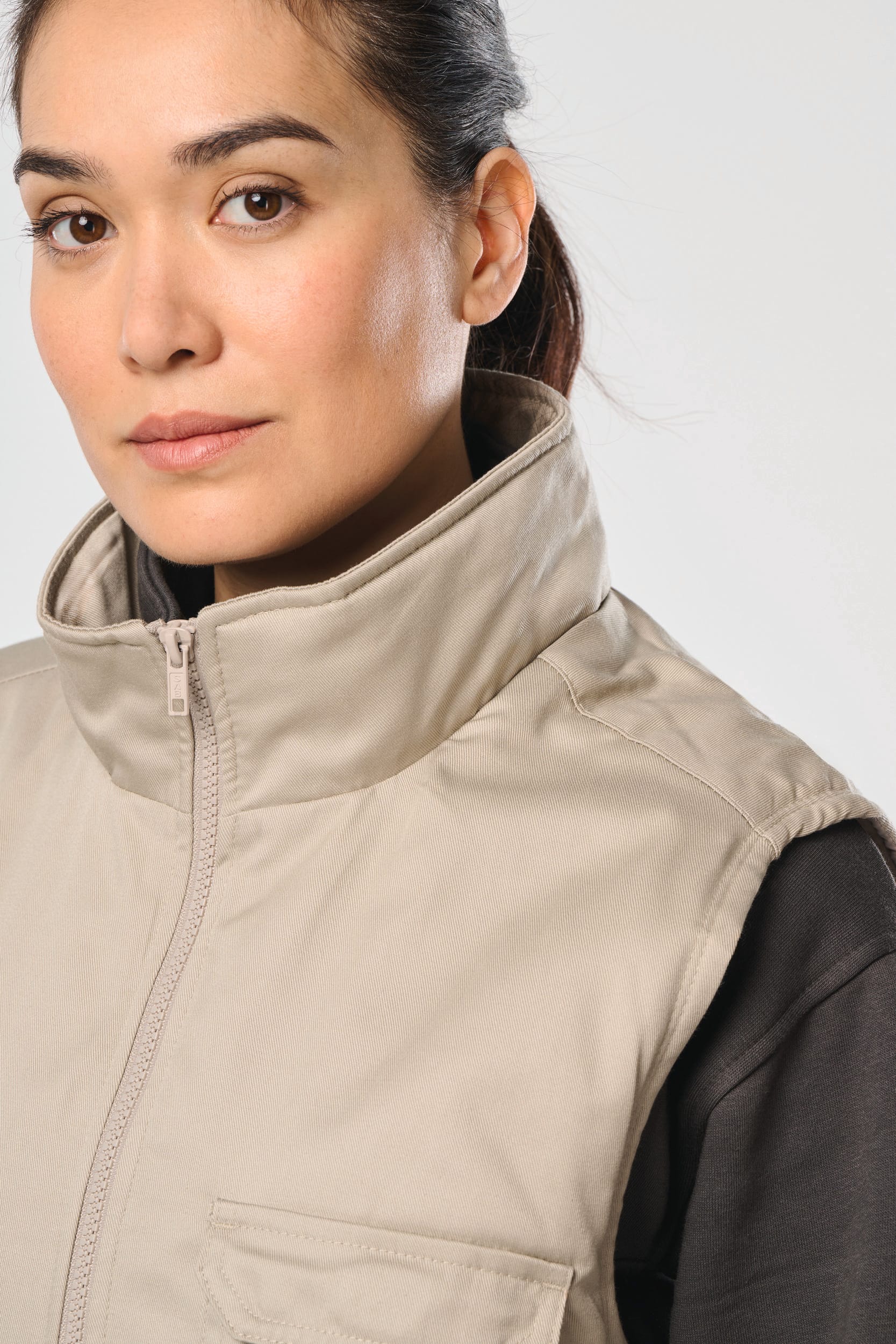 Colete poliéster/algodão multibolsos acolchoado unissexo