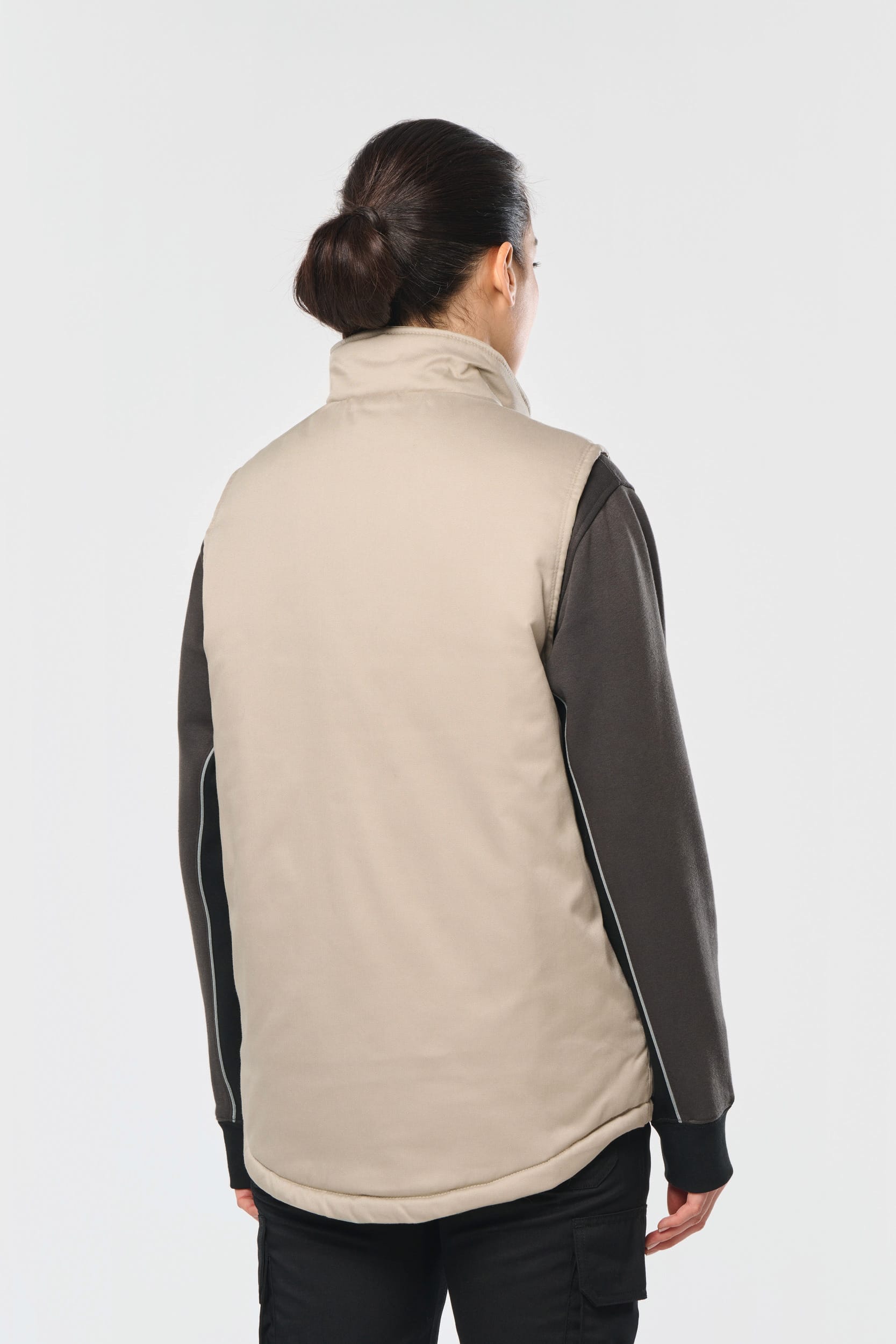 Colete poliéster/algodão multibolsos acolchoado unissexo