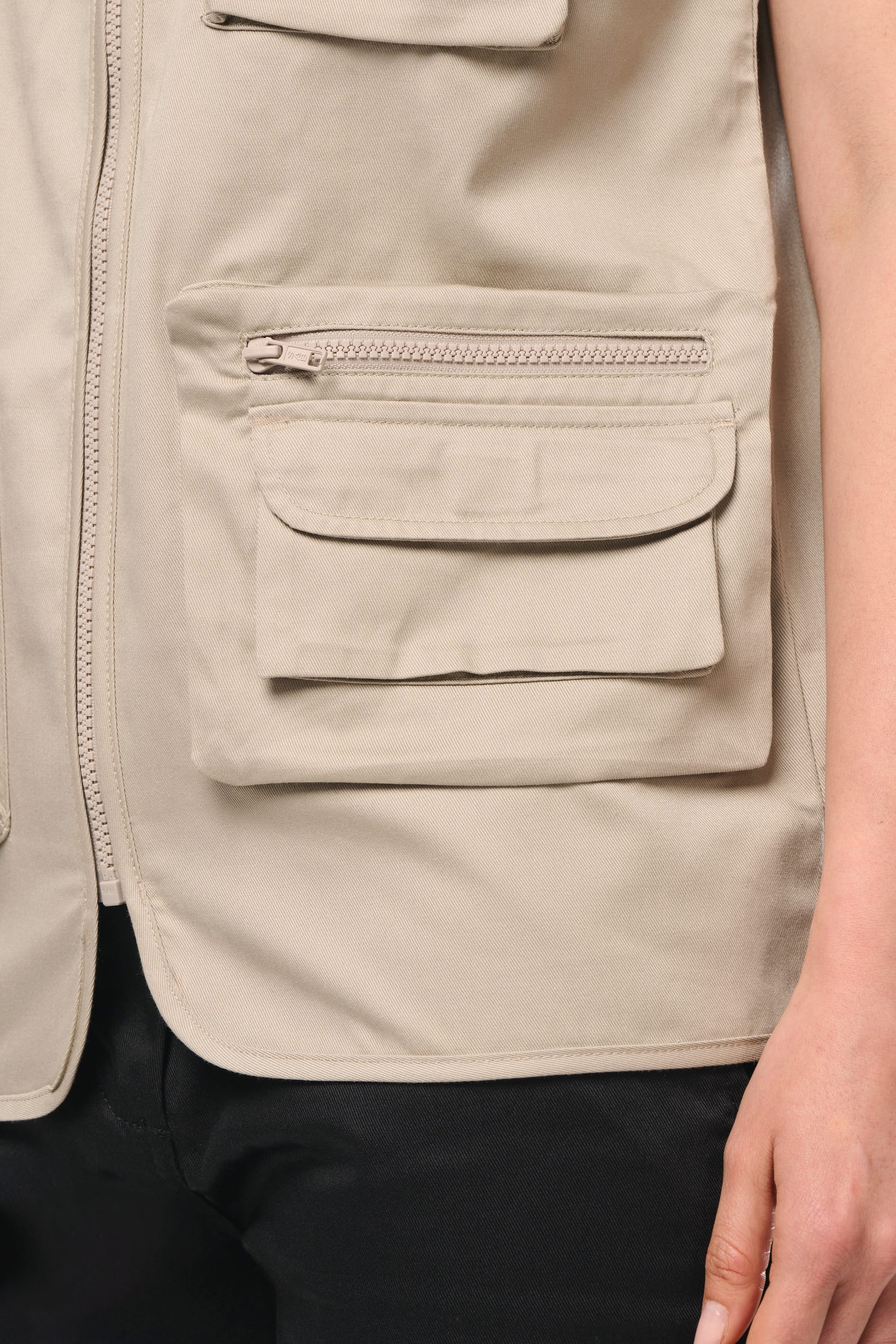 Colete multibolsos poliéster/algodão forrado unissexo